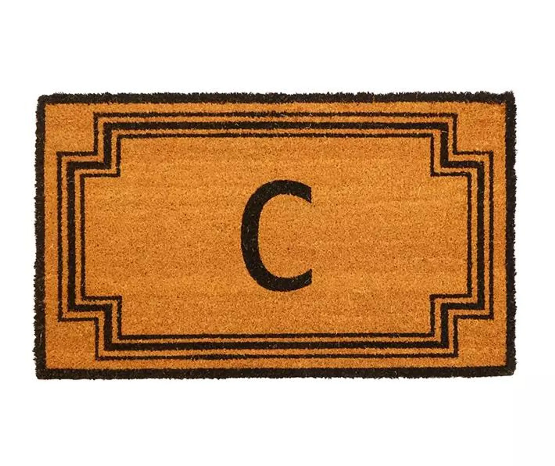 "C" Brown & Black Monogram Coir Doormat