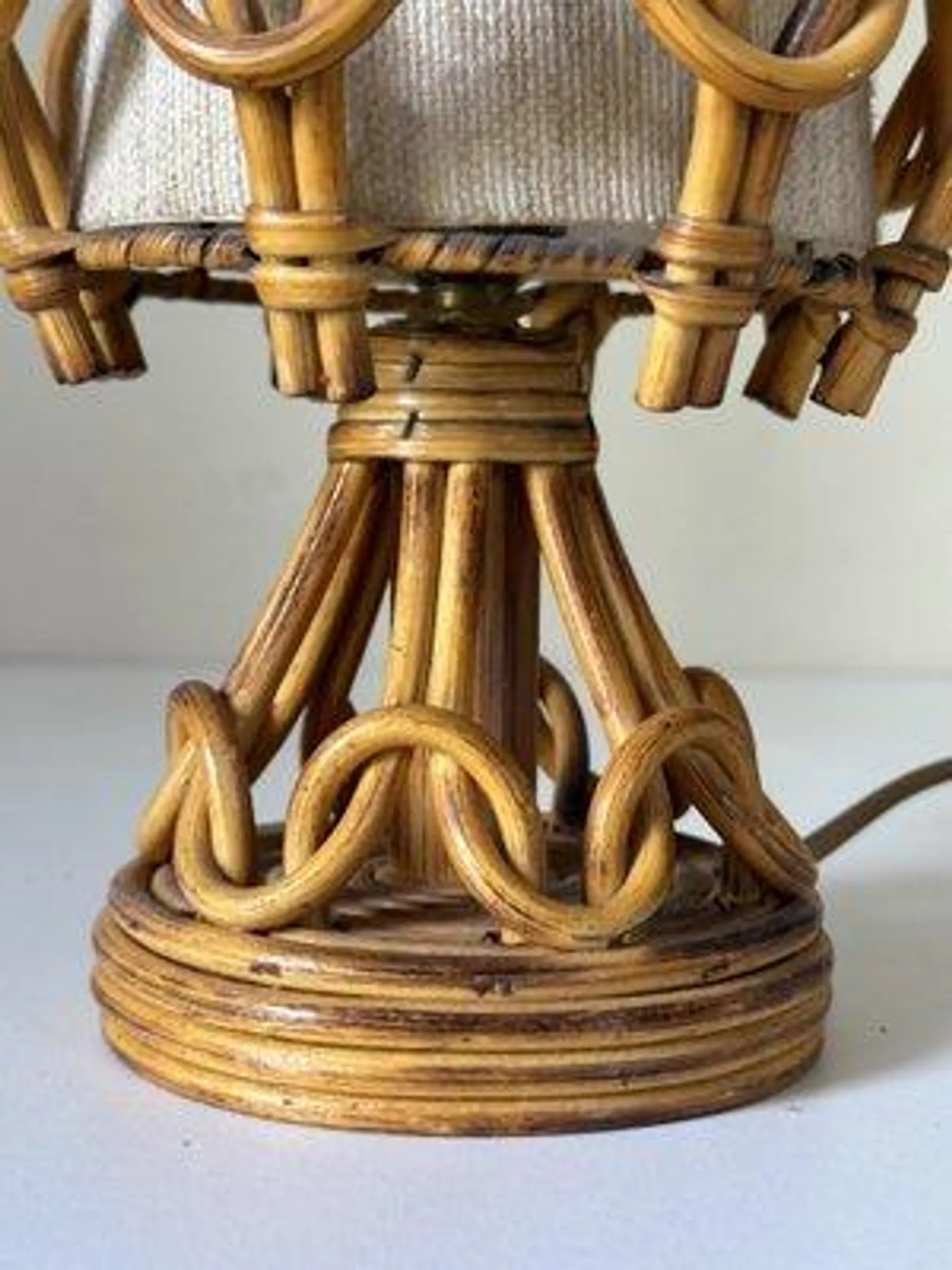 Vintage Design Rattan Table Lamps, 1960s, Set of 2