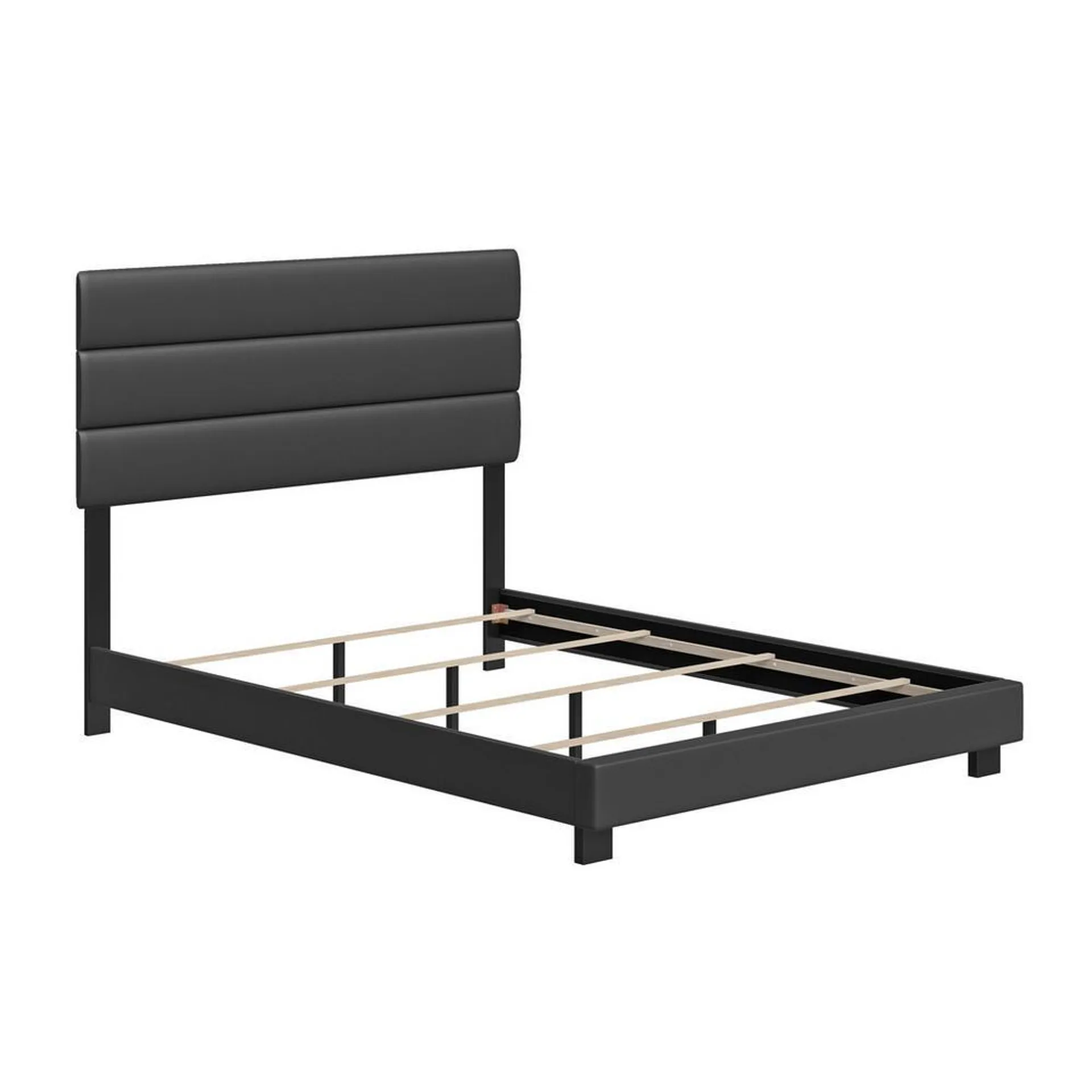 Nashville King Black Faux Leather Bed