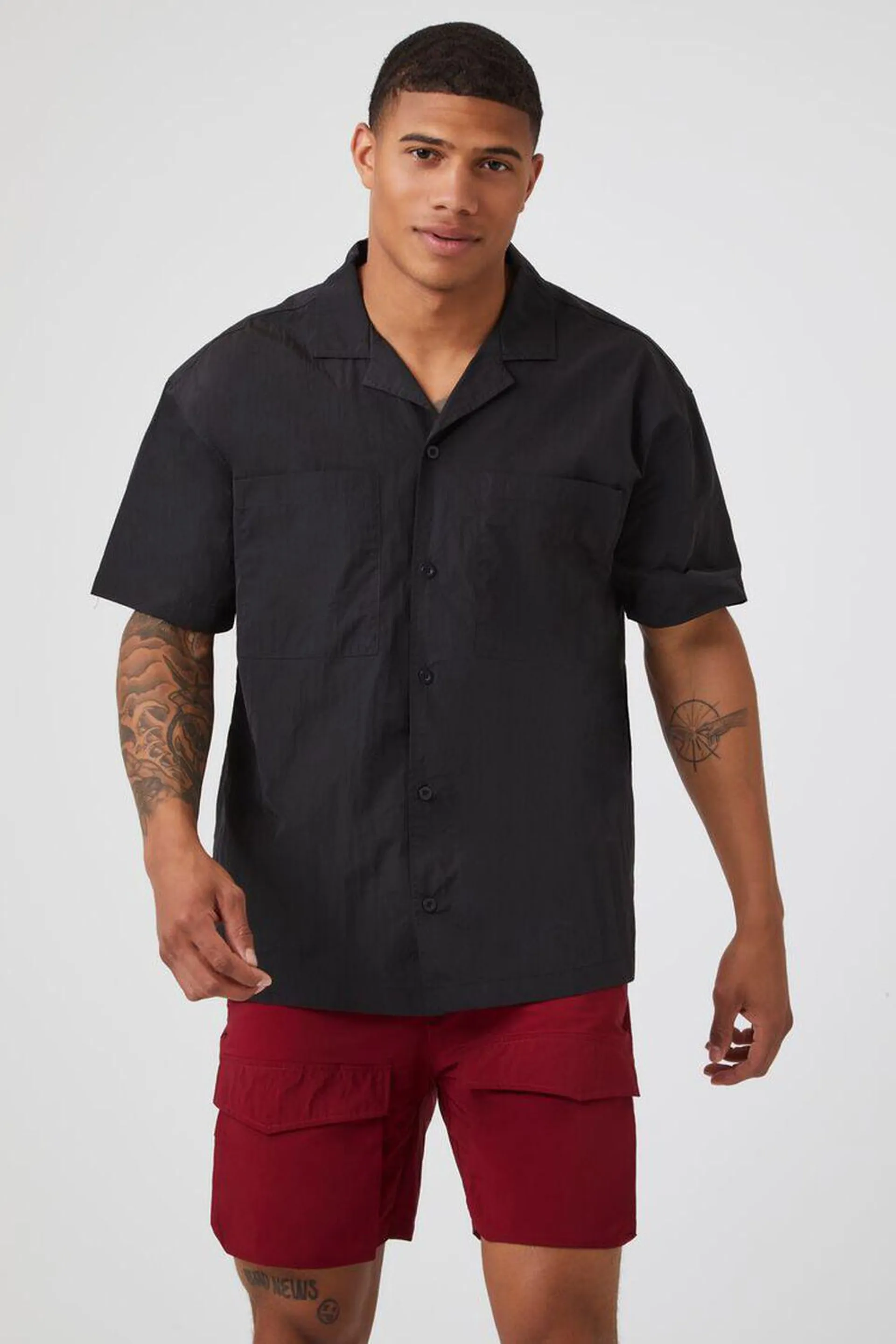 Cuban Collar Short-Sleeve Shirt