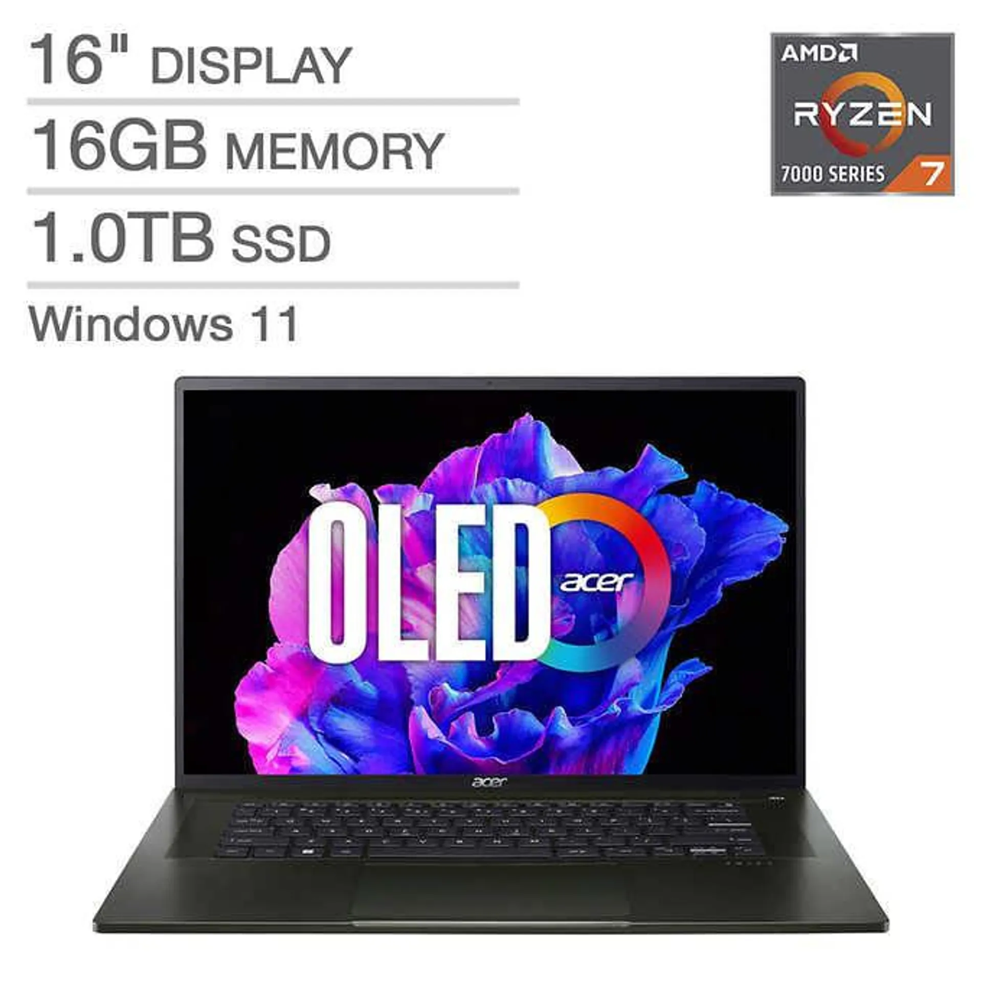 Acer Swift Edge 16" 4K OLED Laptop - AMD Ryzen 7-7735U - Windows 11