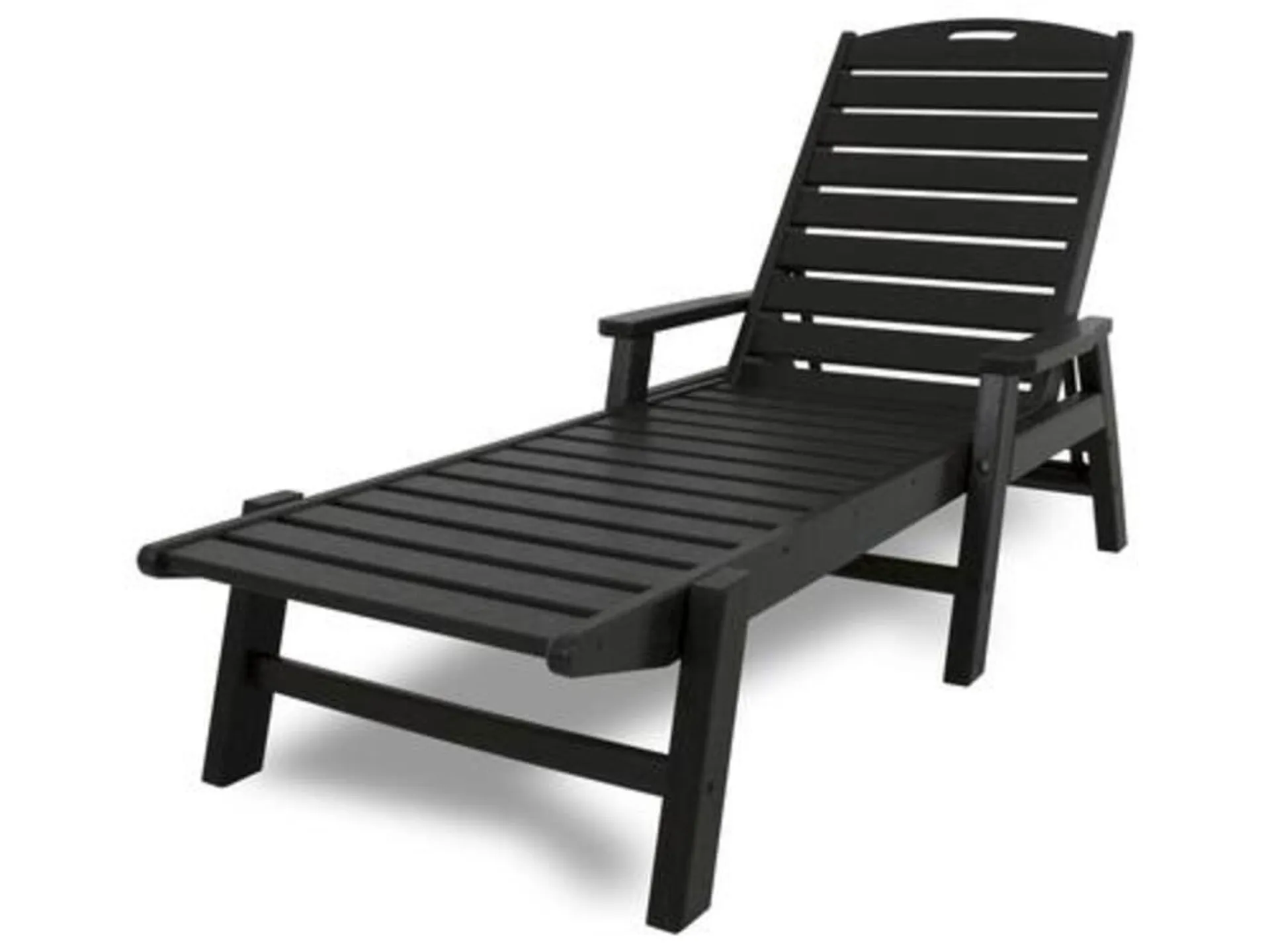 POLYWOOD® Nautical Black Chaise Lounge Patio Chair