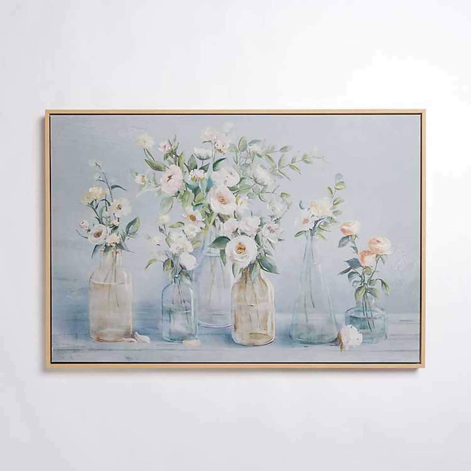 Blue Floral Still Life Framed Canvas Art Print