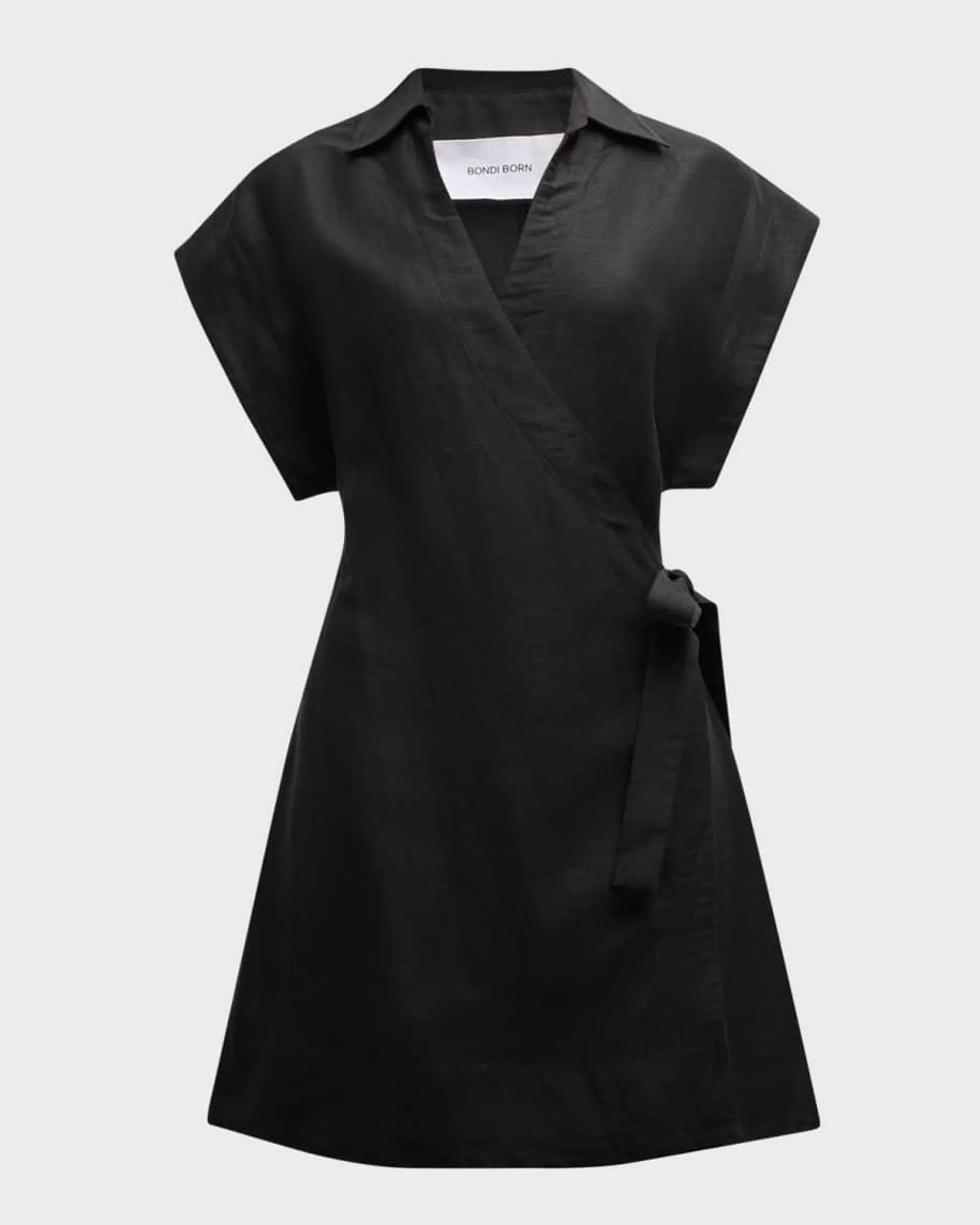 Arita Linen-Blend Mini Wrap Dress