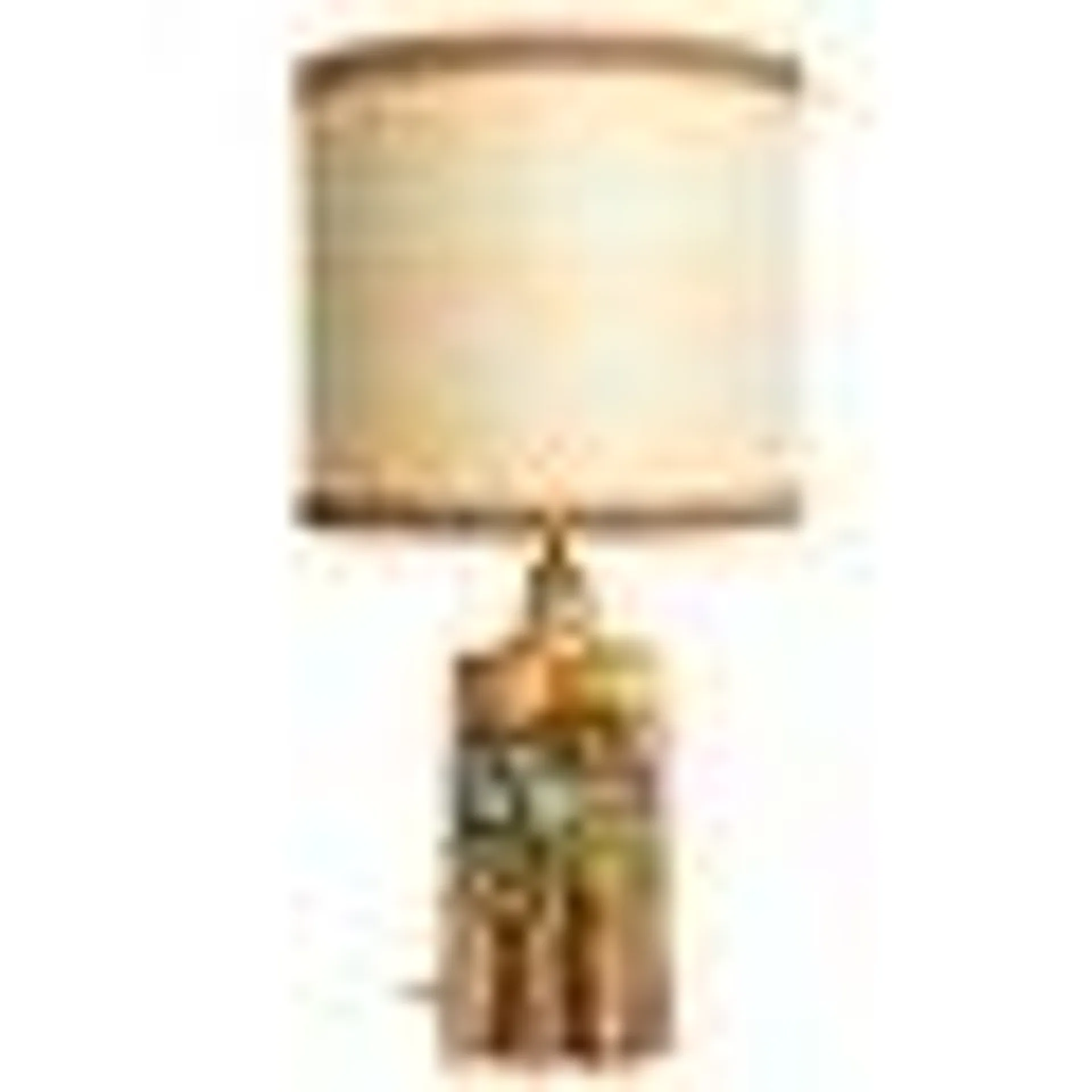 Ceramic Table Lamp with Custom Silk Lampshade by René Houben, 1960s