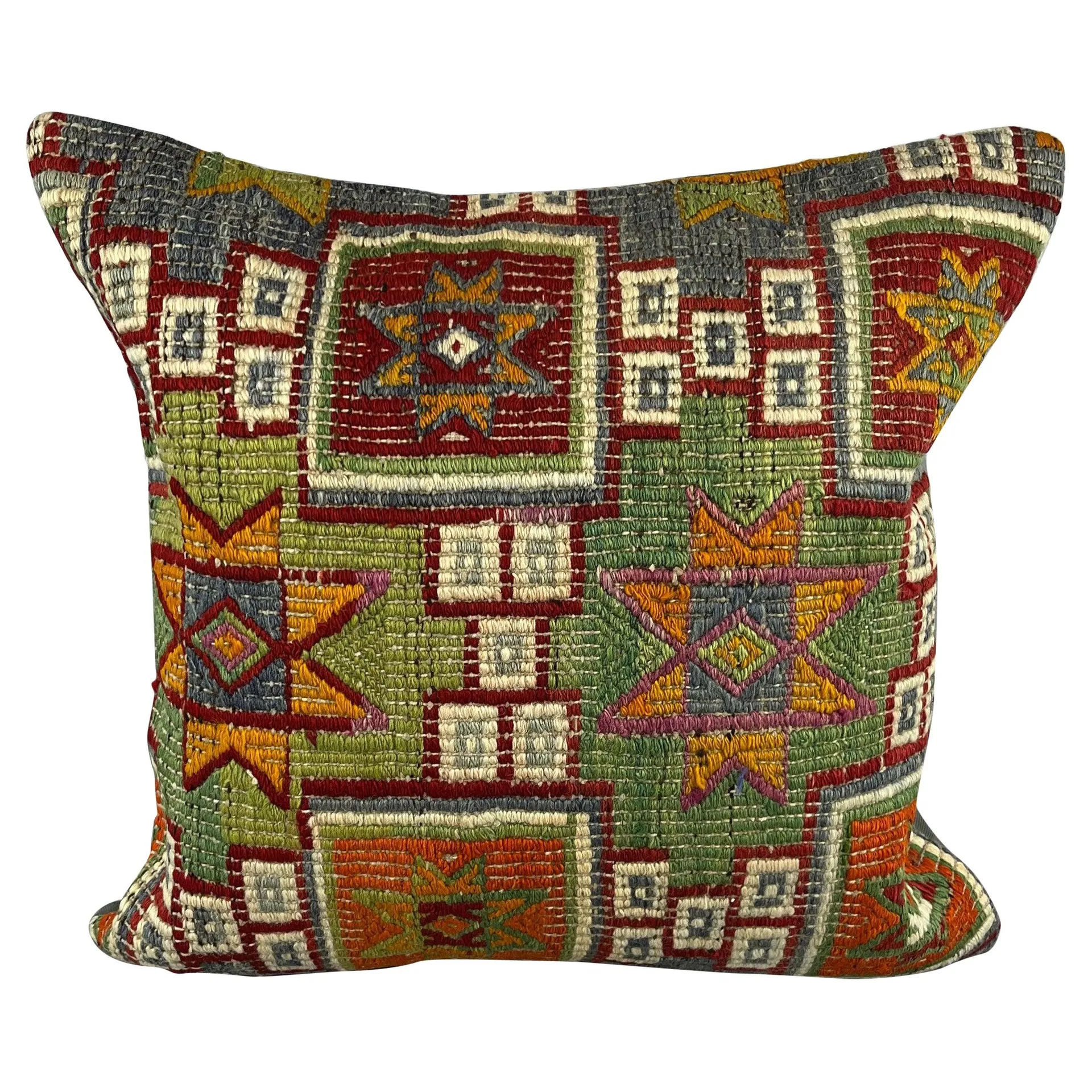 20 x 20 Kilim Pillow Turkish Cushion Natural Green Pillow Cushion Cover #6766