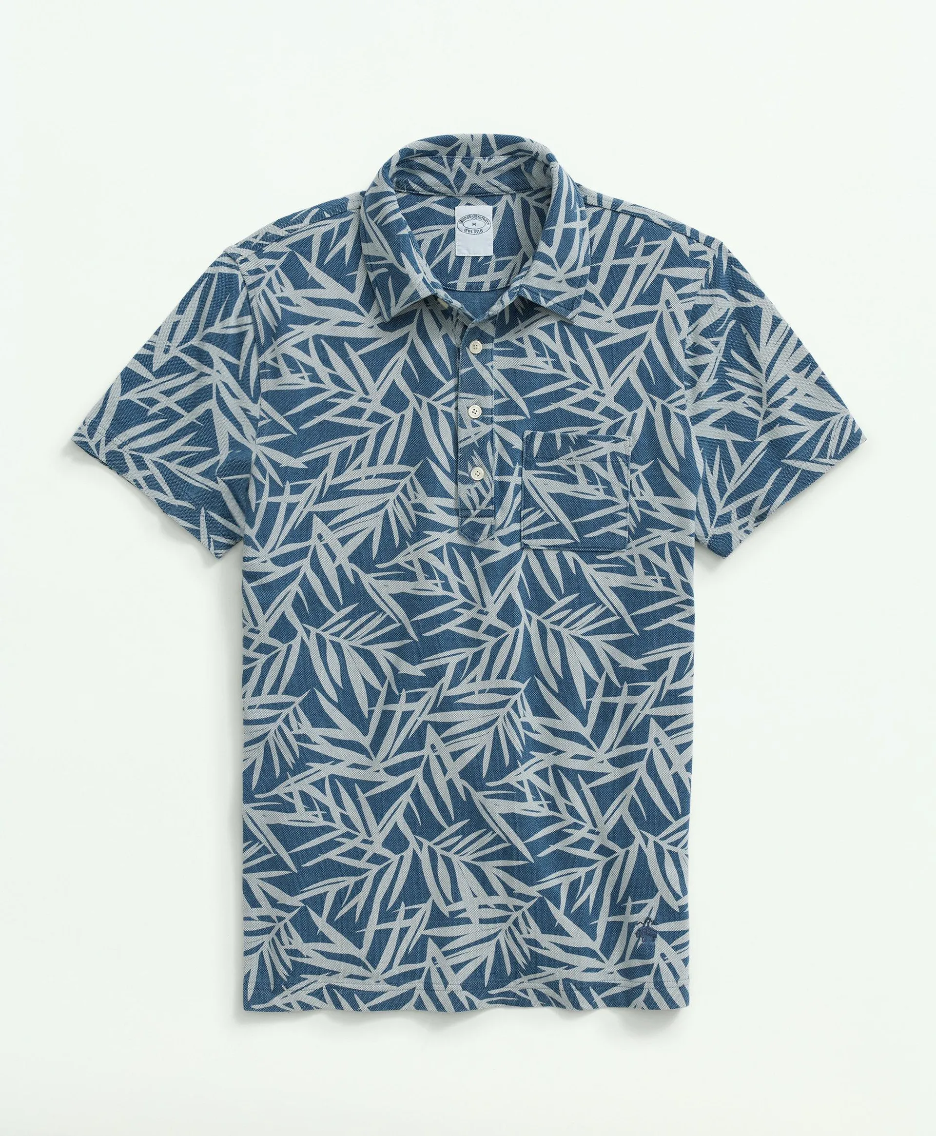 Vintage Polo in Printed Indigo-Washed Pique Cotton