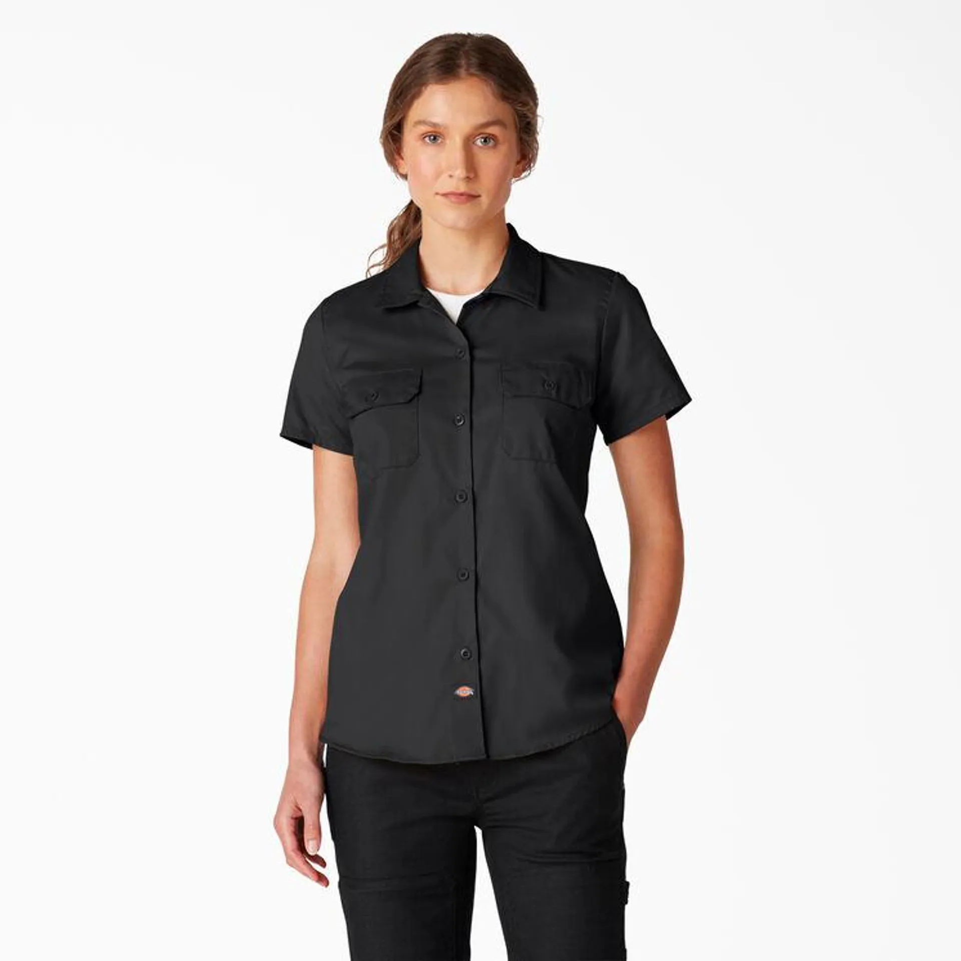 Women's FLEX Short Sleeve Work Shirt, Black