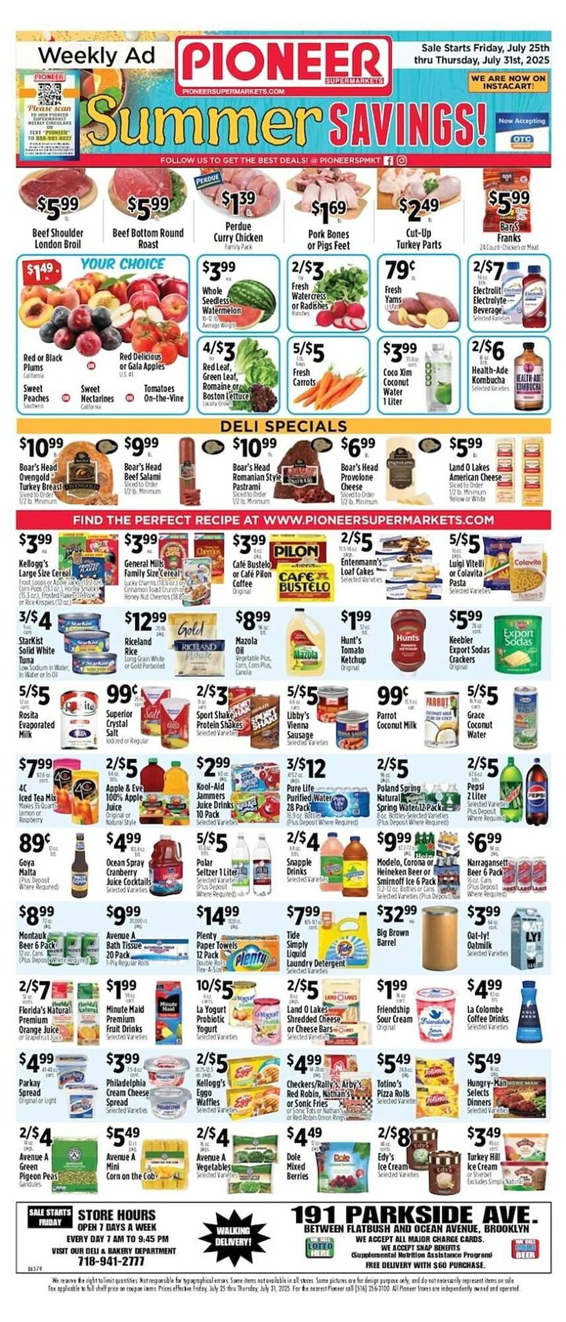 Weekly ad Pioneer Supermarkets Weekly Ad from July 25 to July 31 2025 - Page 1