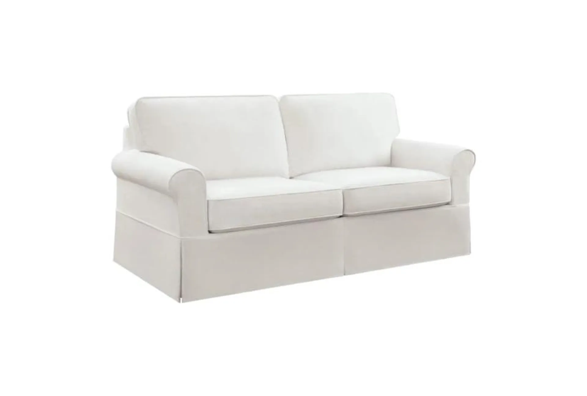 Ashton Ivory White Fabric 77" Skirted Sofa