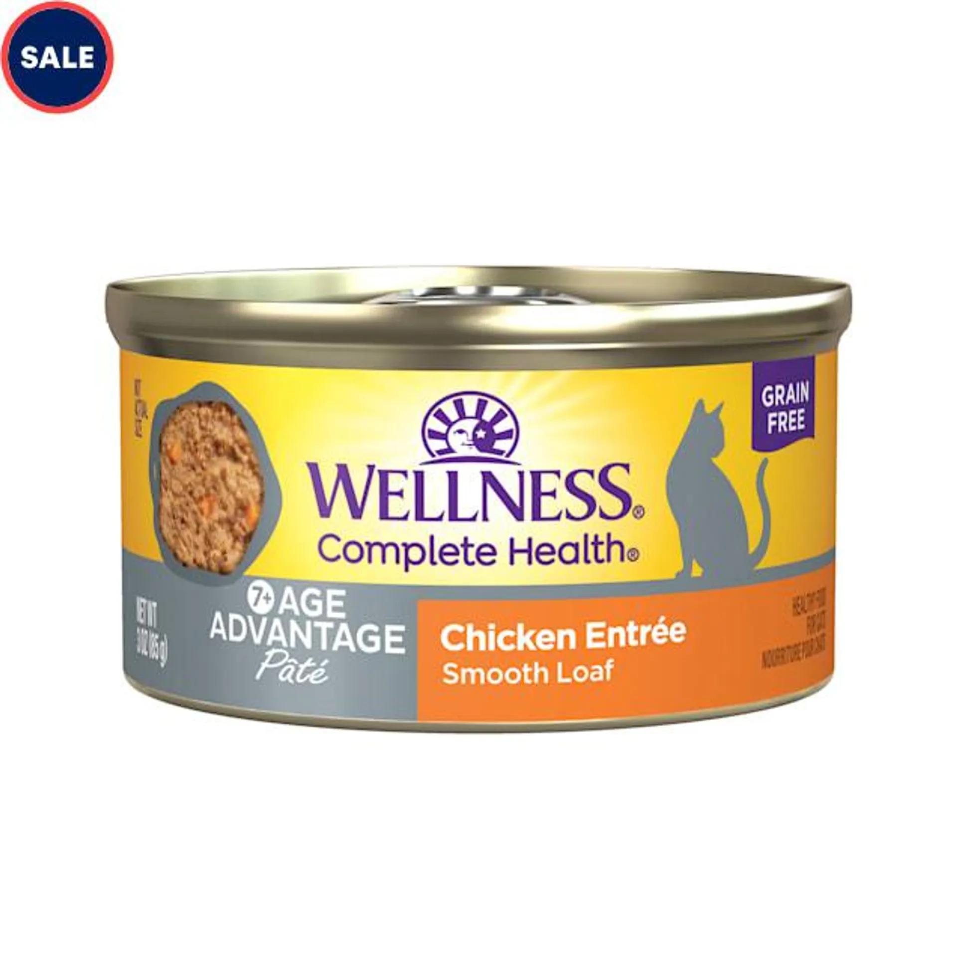 Wellness Complete Health Age Advantage Chicken Pate Senior Wet Cat Food, 3 oz., Case of 24