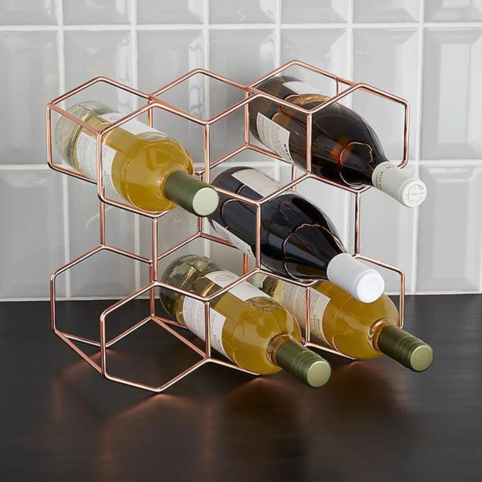 8-Bottle Rose Gold Wine Rack