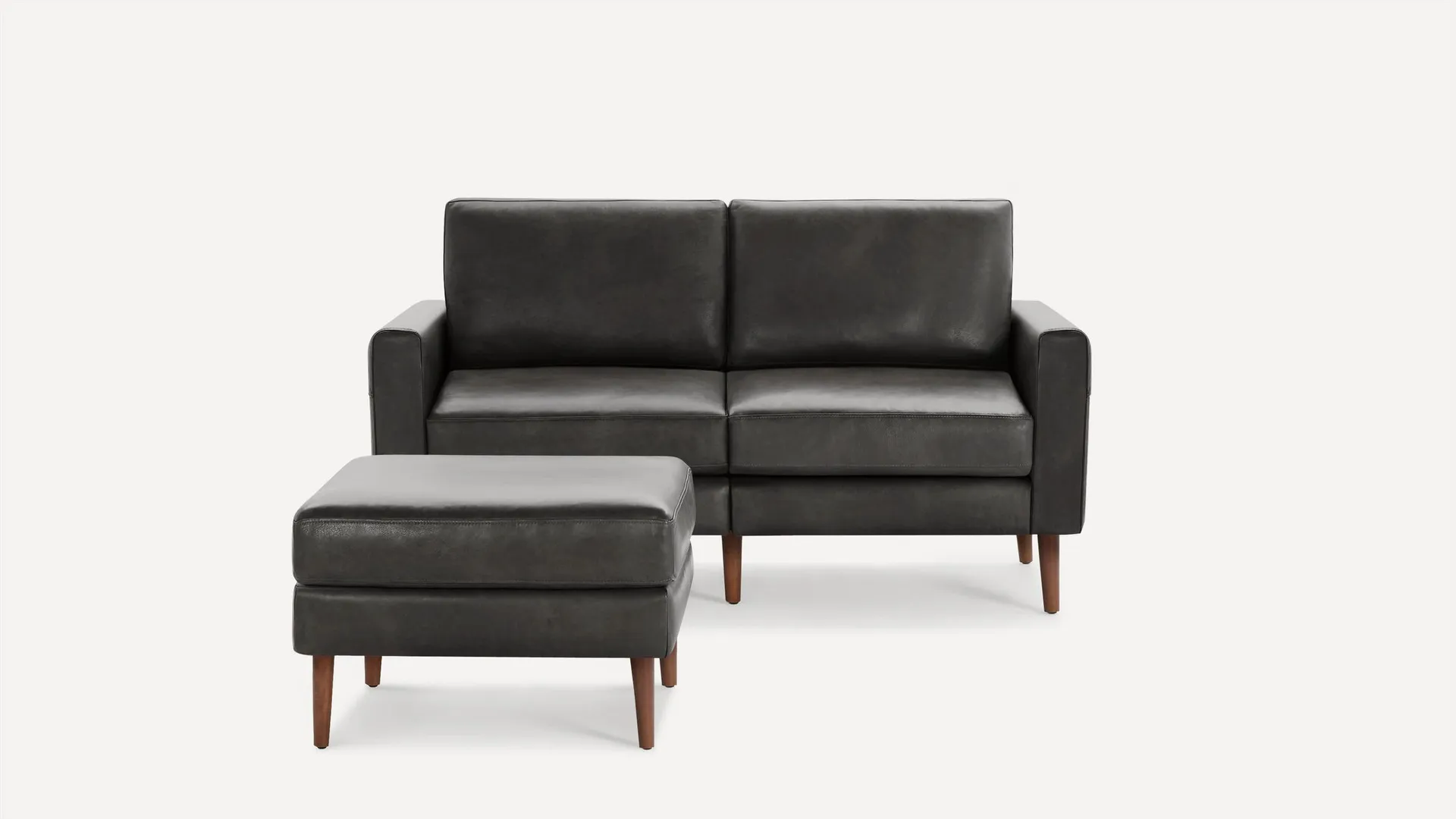 Block Nomad Leather Loveseat with Ottoman