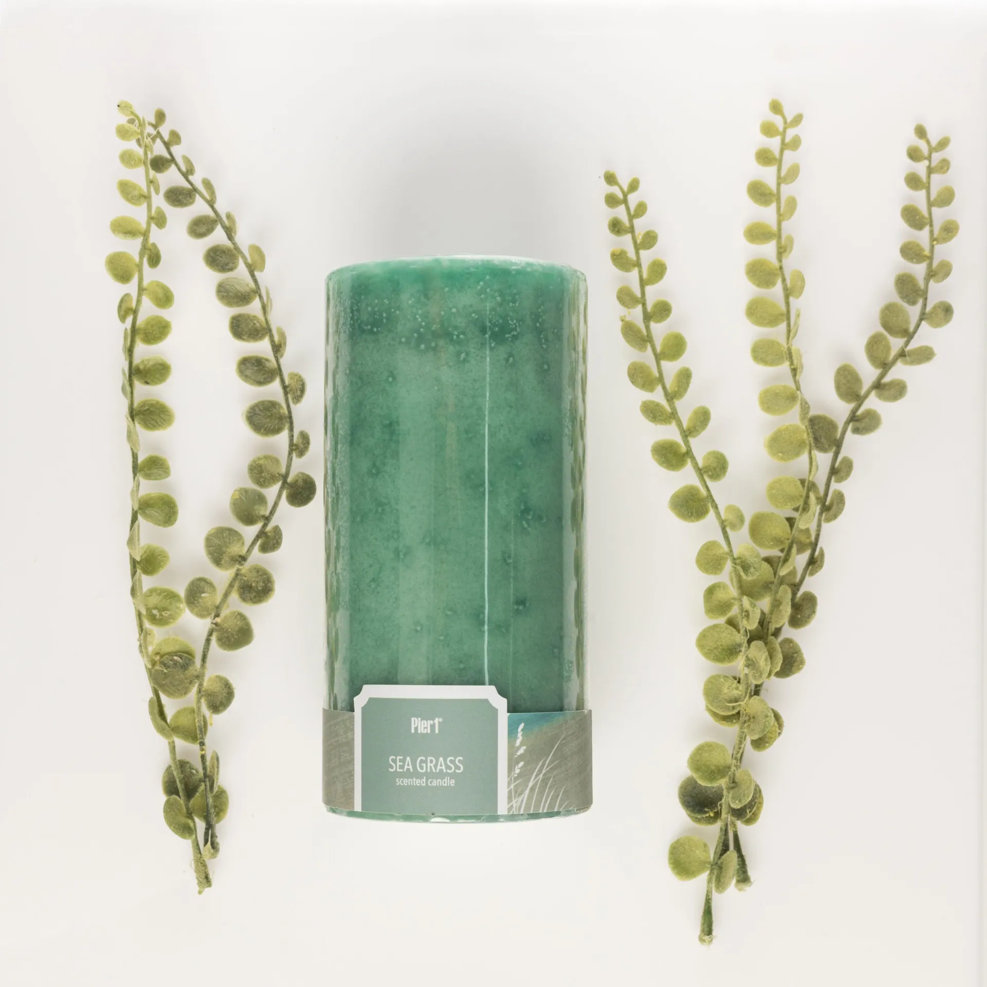 Pier 1 Sea Grass 3x6 Mottled Pillar Candle