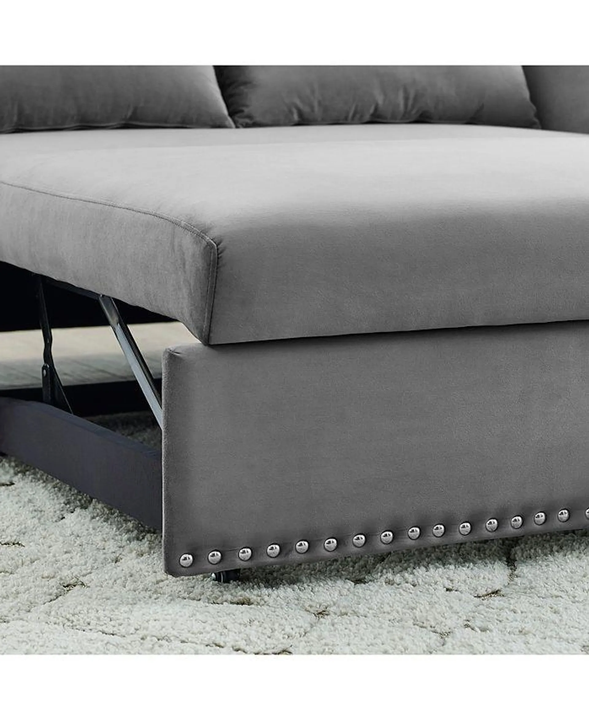Pull-Out Sofa Sleeper, 3-In-1 Adjustable Sleeper With Pull-Out Bed, 2 Lumbar Pillows And Side