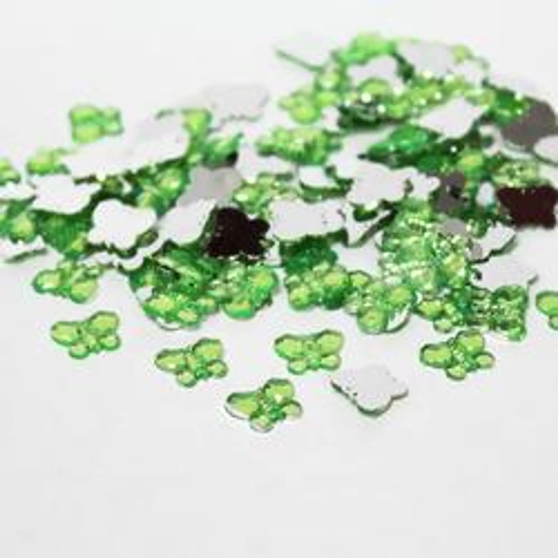 Apple Green Flat Back Butterfly Rhinestones (Package of 120 pieces)