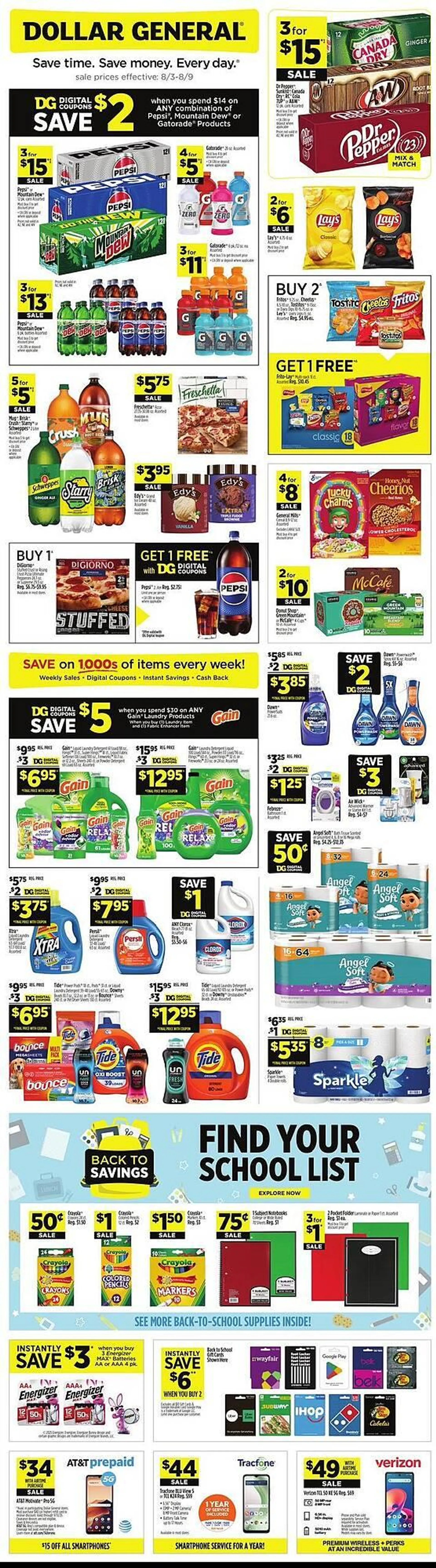 Weekly ad Dollar General Weekly Ad from August 3 to August 9 2025 - Page 1