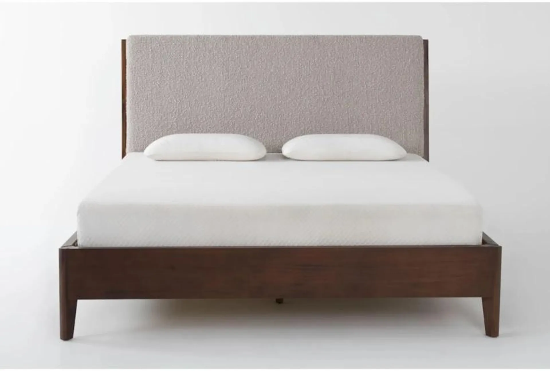 Draper Queen Wood Platform Bed With Upholstered Headboard