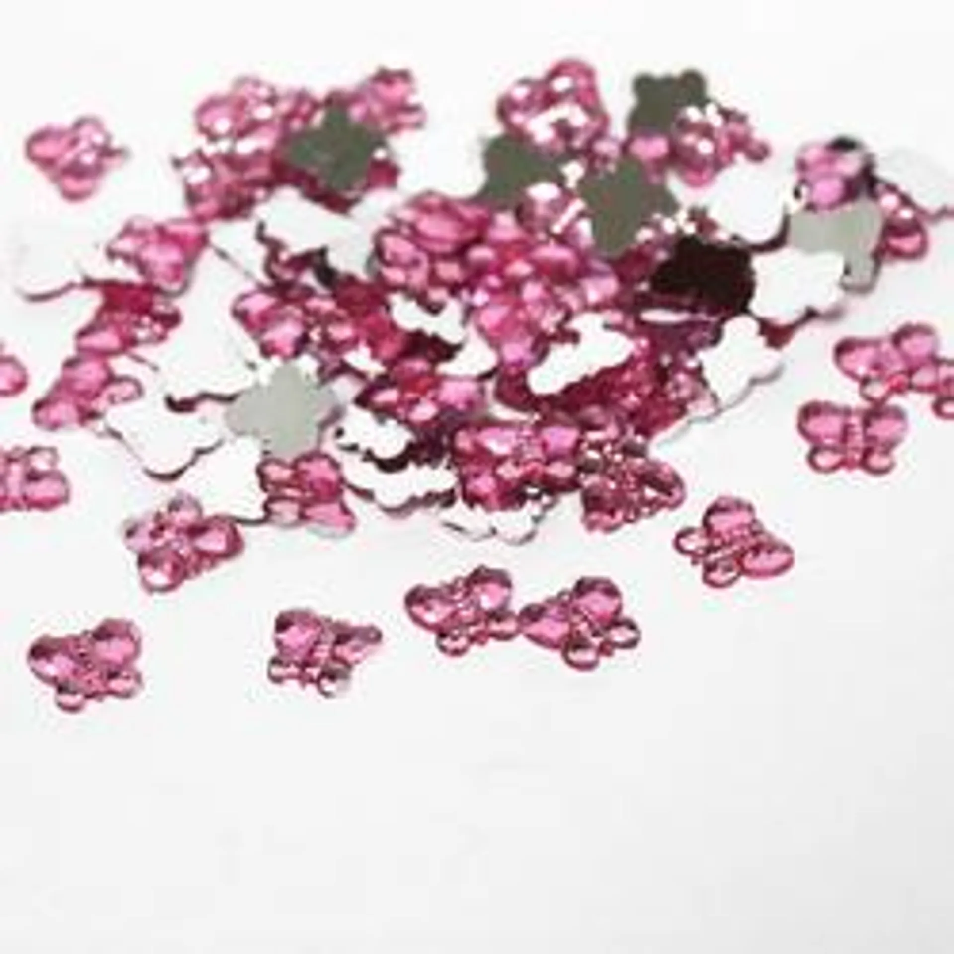 Pink Flat Back Butterfly Rhinestones (Package of 120 pieces)