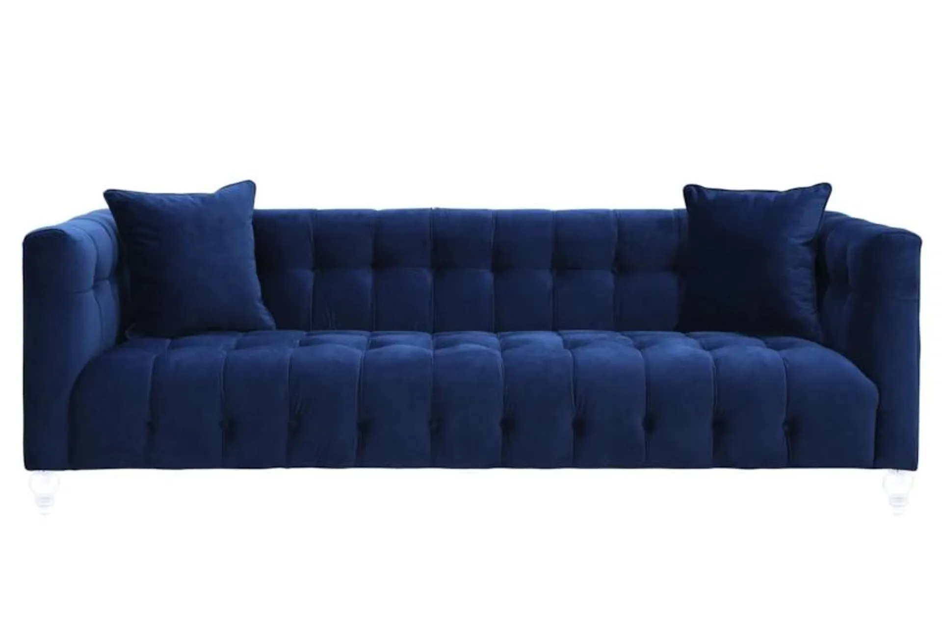 Tatum 92" Navy Blue Velvet Fabric Modern Chesterfield Sofa