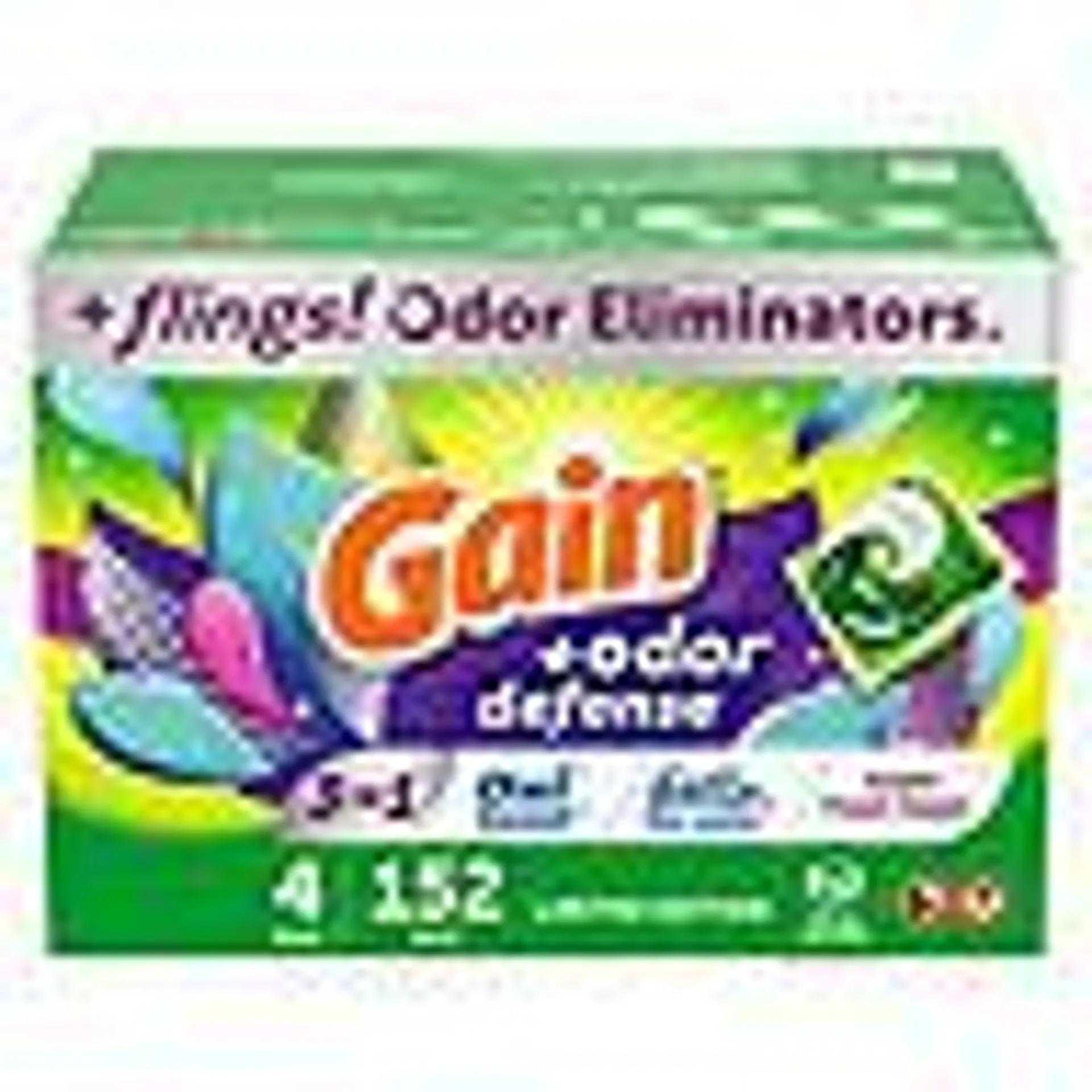 Gain Flings! Laundry Detergent Pacs + Odor Defense, Super Fresh Blast Scent, 152 ct.