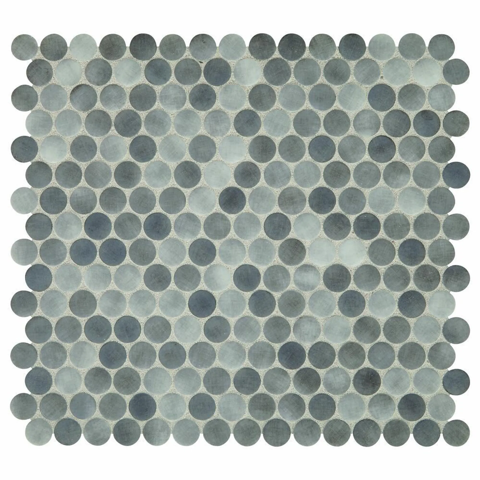 Mohawk® Brightmore City Grey 12 x 13 Glass and Stone Penny Round Mosaic Tile