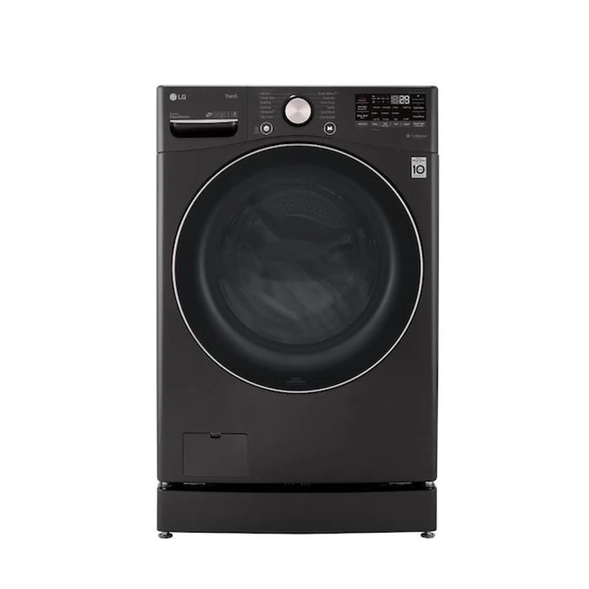 LG TurboWash 360 4.5-cu ft High Efficiency Stackable Steam Cycle Smart Front-Load Washer (Black Steel) ENERGY STAR