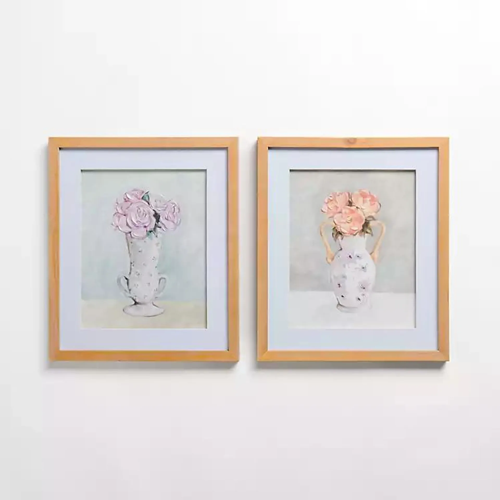 Vintage Dainty Floral Framed Art Prints, Set of 2