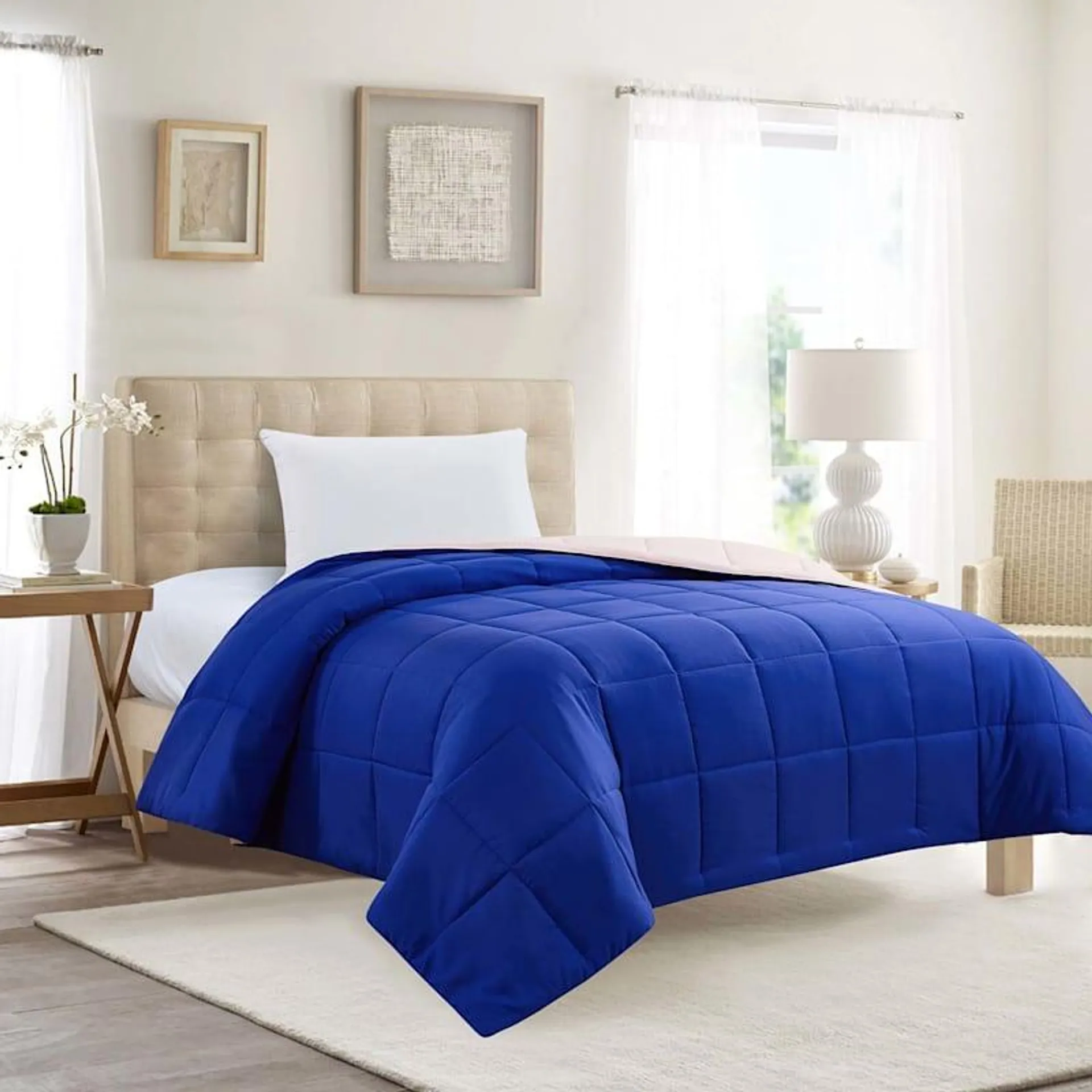 Oh Joy! Light Pink & Blue Reversible Brushed Microfiber Comforter, Twin/Twin XL