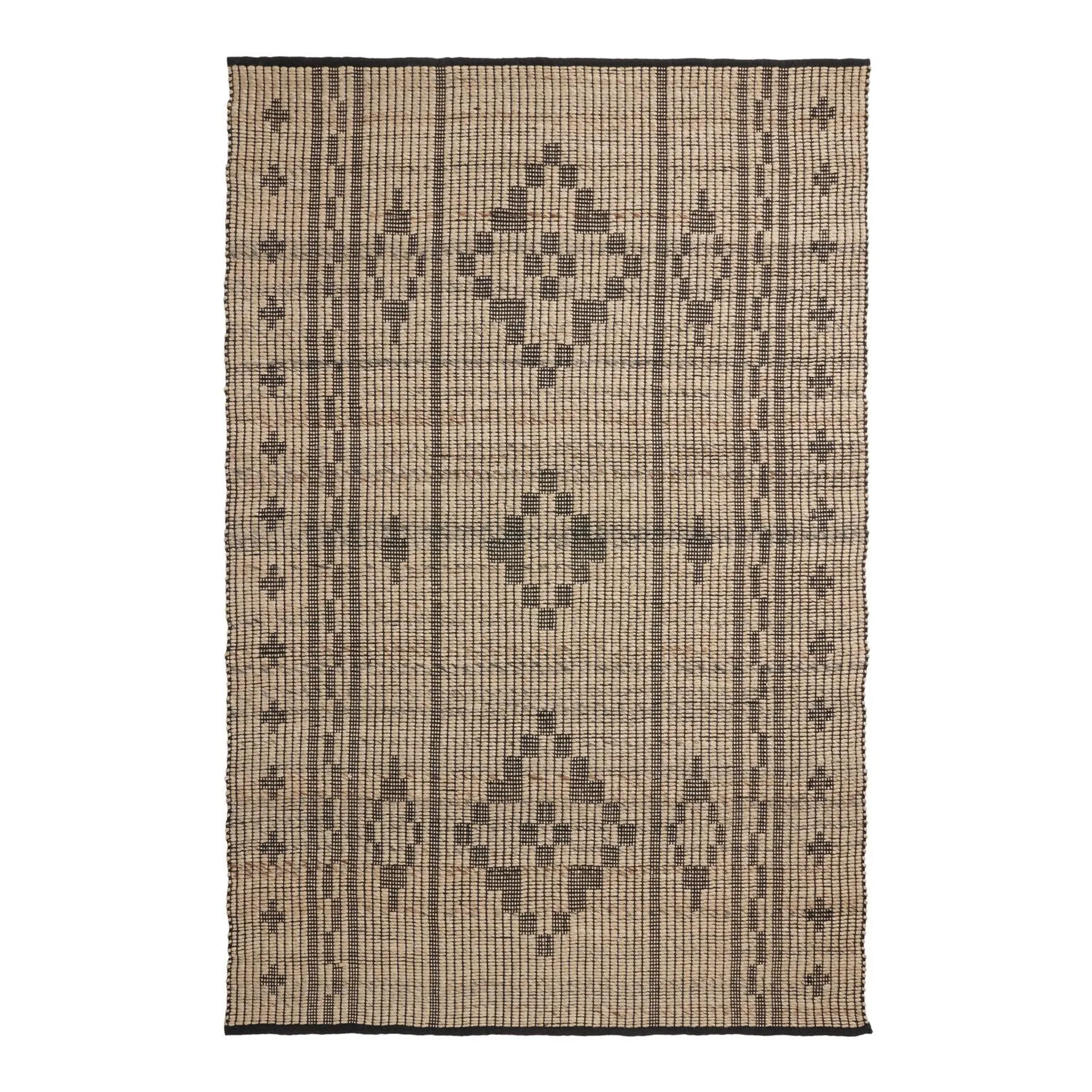 Dune Black and Natural Diamond Reversible Indoor Outdoor Rug