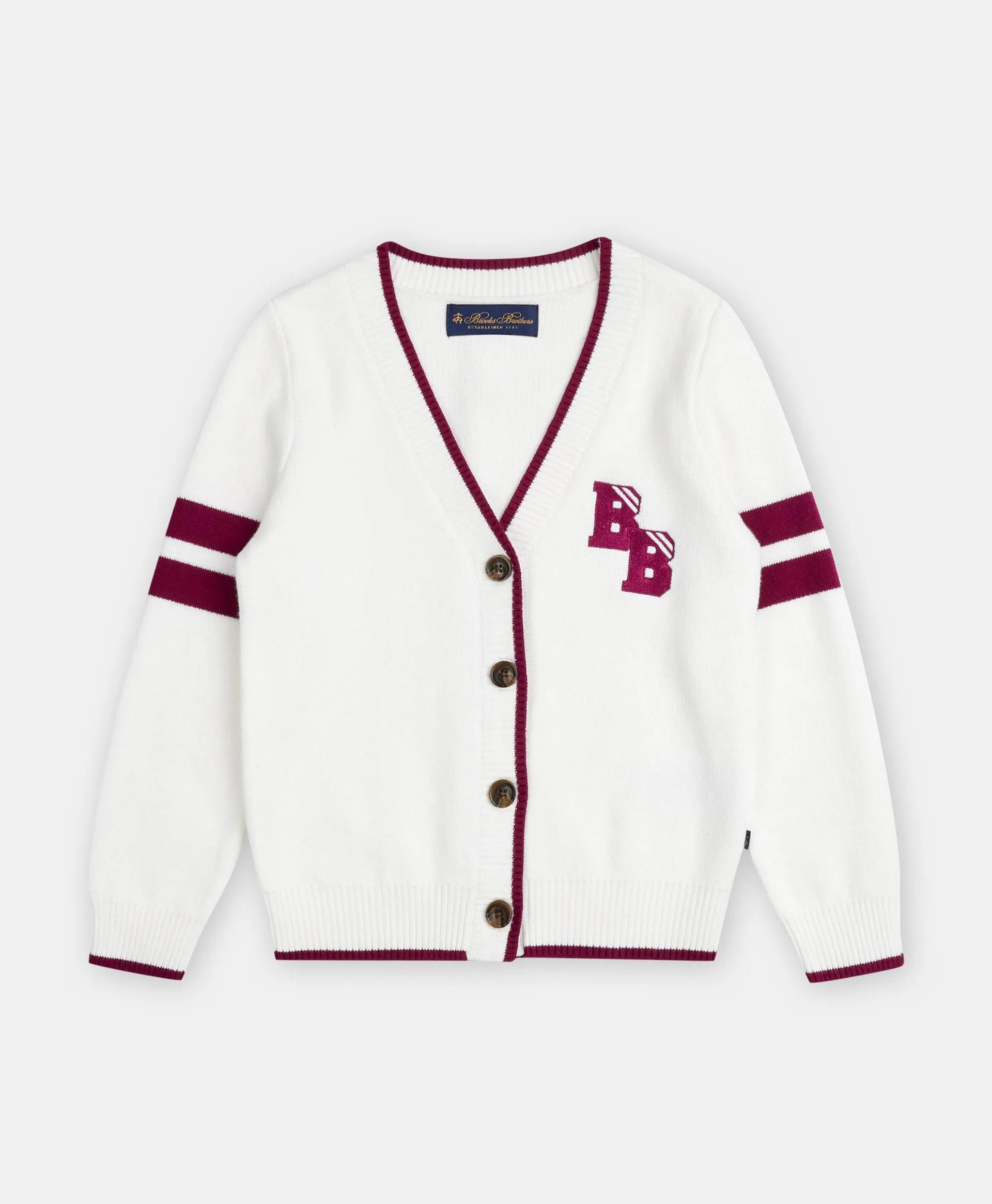 Girls Cotton Jacquard Varsity Cardigan