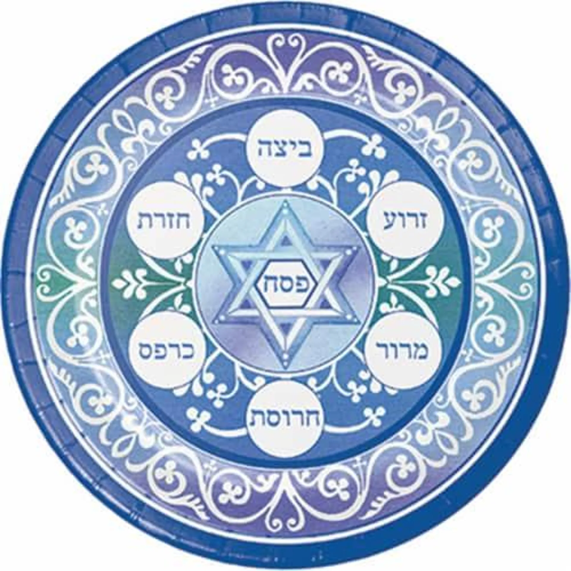 Creative Converting 328343 8.75 x 8.75 in. Pesach Paper Round Dinner Plate, 8 Count