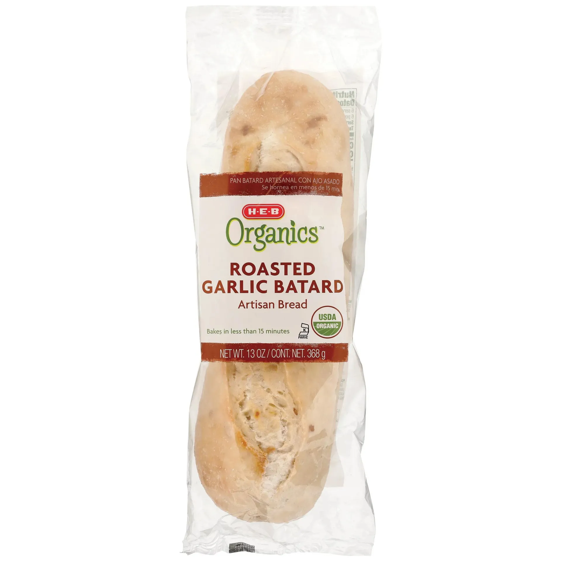 H‑E‑B Organics Roasted Garlic Batard Bread
