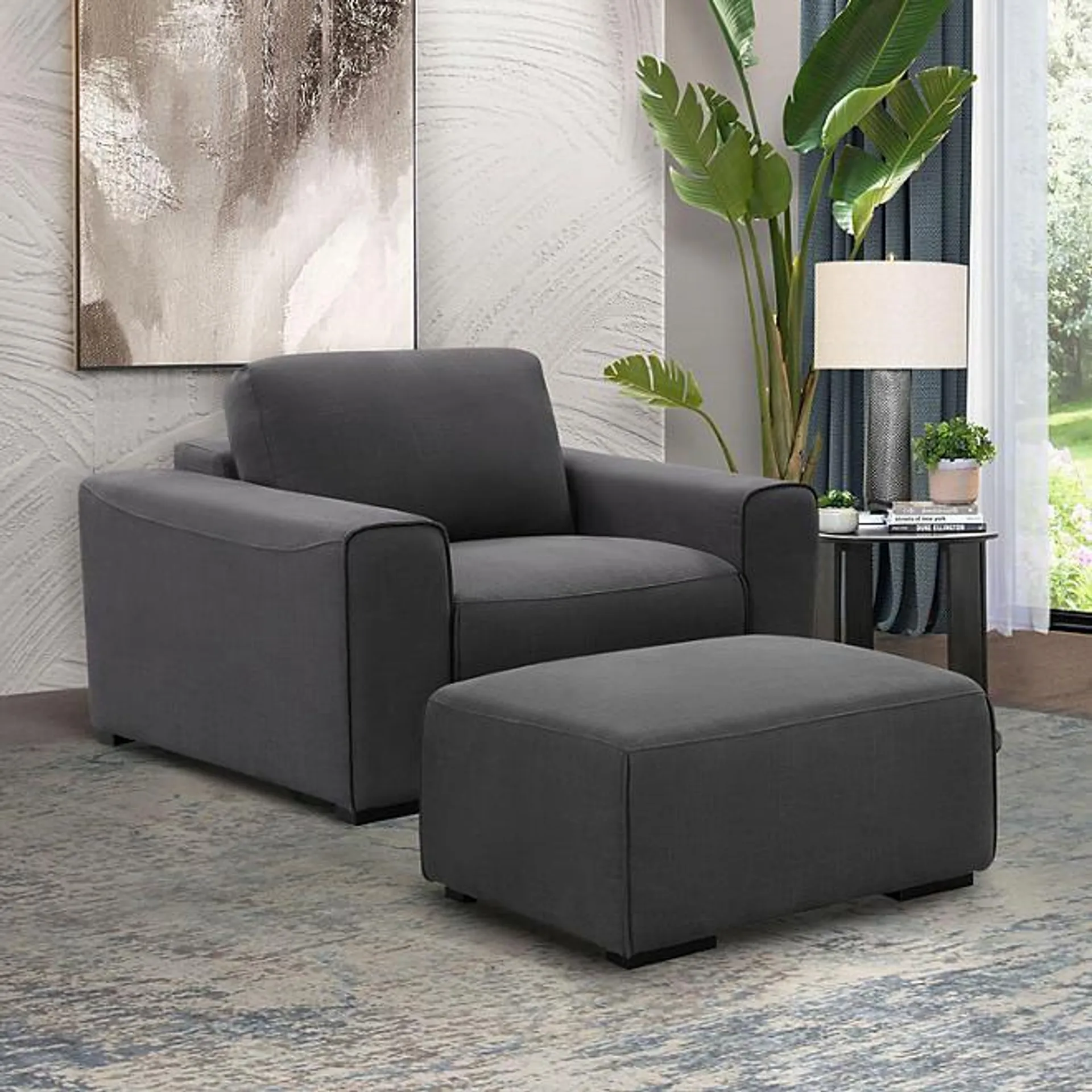 Selina Fabric Chair And Ottoman Collection, Assorted Colors & Set Pieces