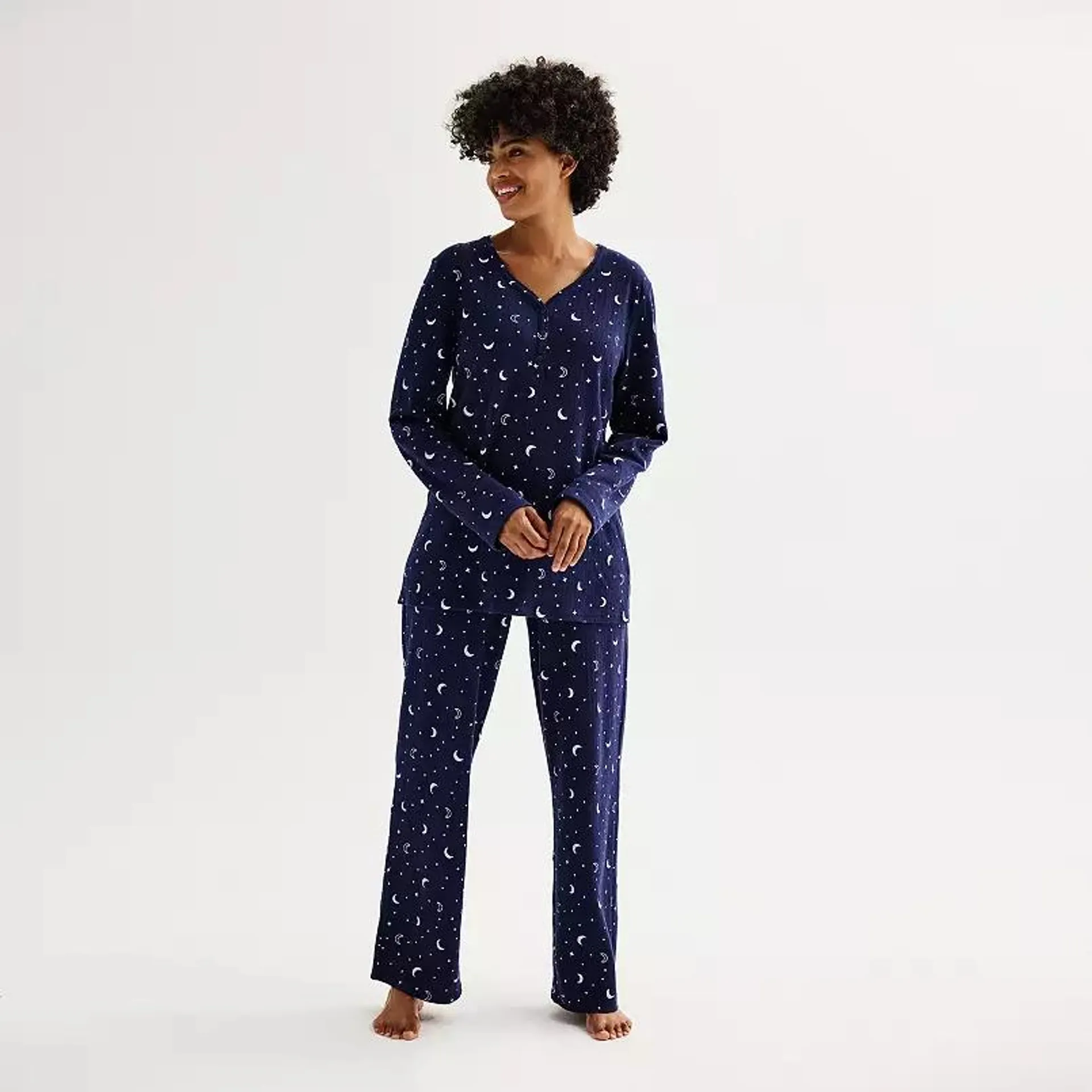 Women's Croft & Barrow® Long Sleeve Pajama Top & Pajama Pants Sleep Set