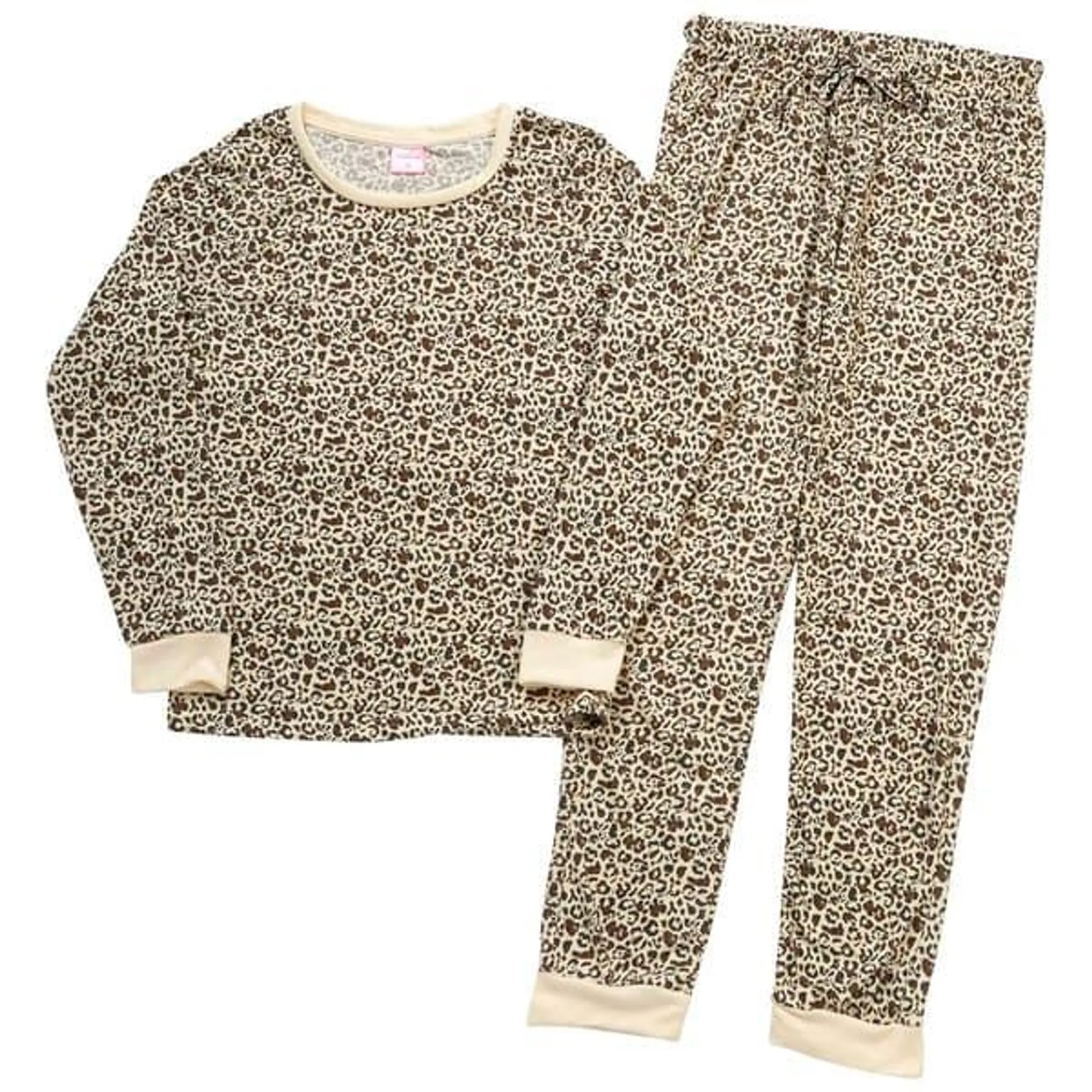 Womens Pink Laundry Long Sleeve Leopard Hacci Pajama Set