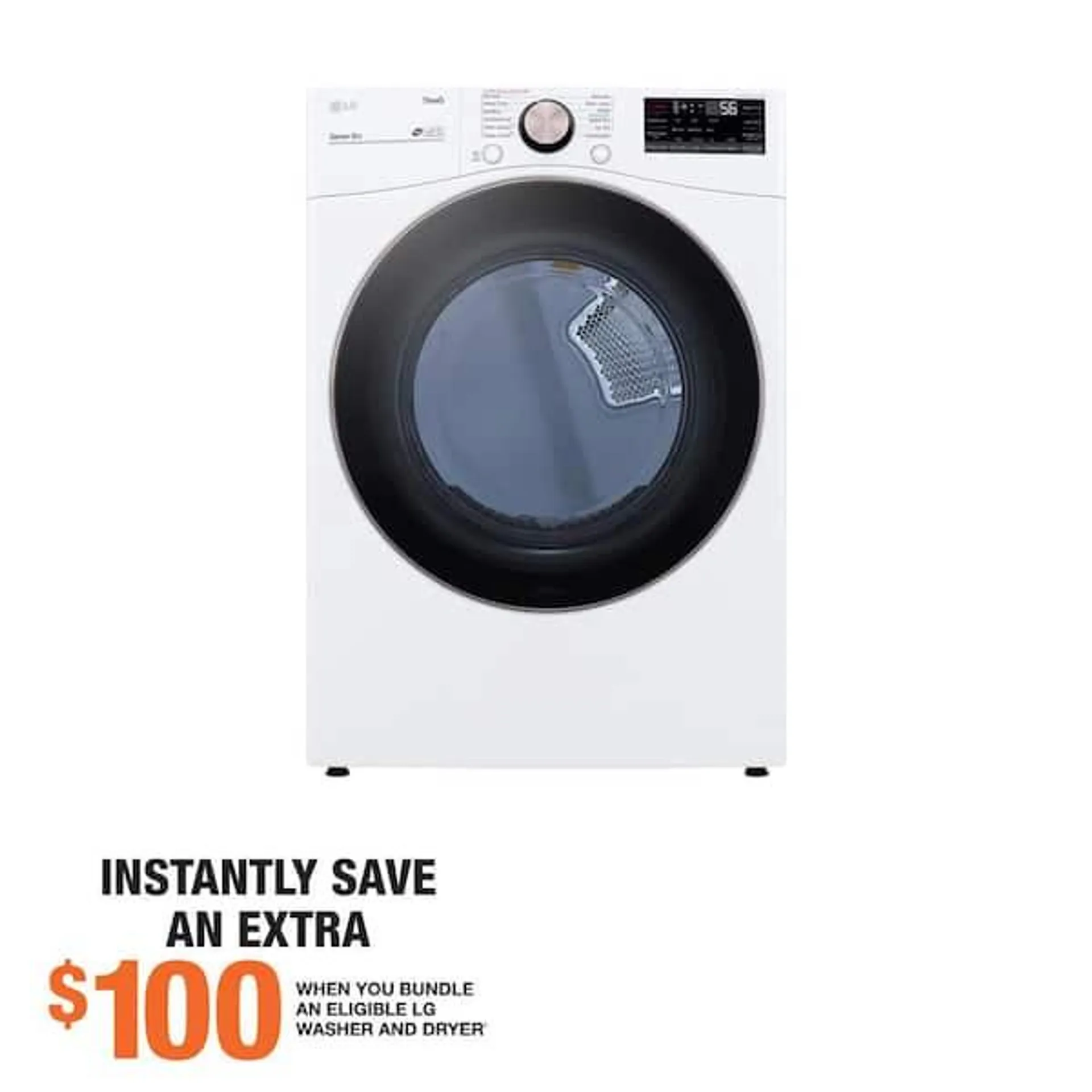 7.4 Cu. Ft. Vented SMART Stackable Electric Dryer in White with TurboSteam and Sensor Dry Technology