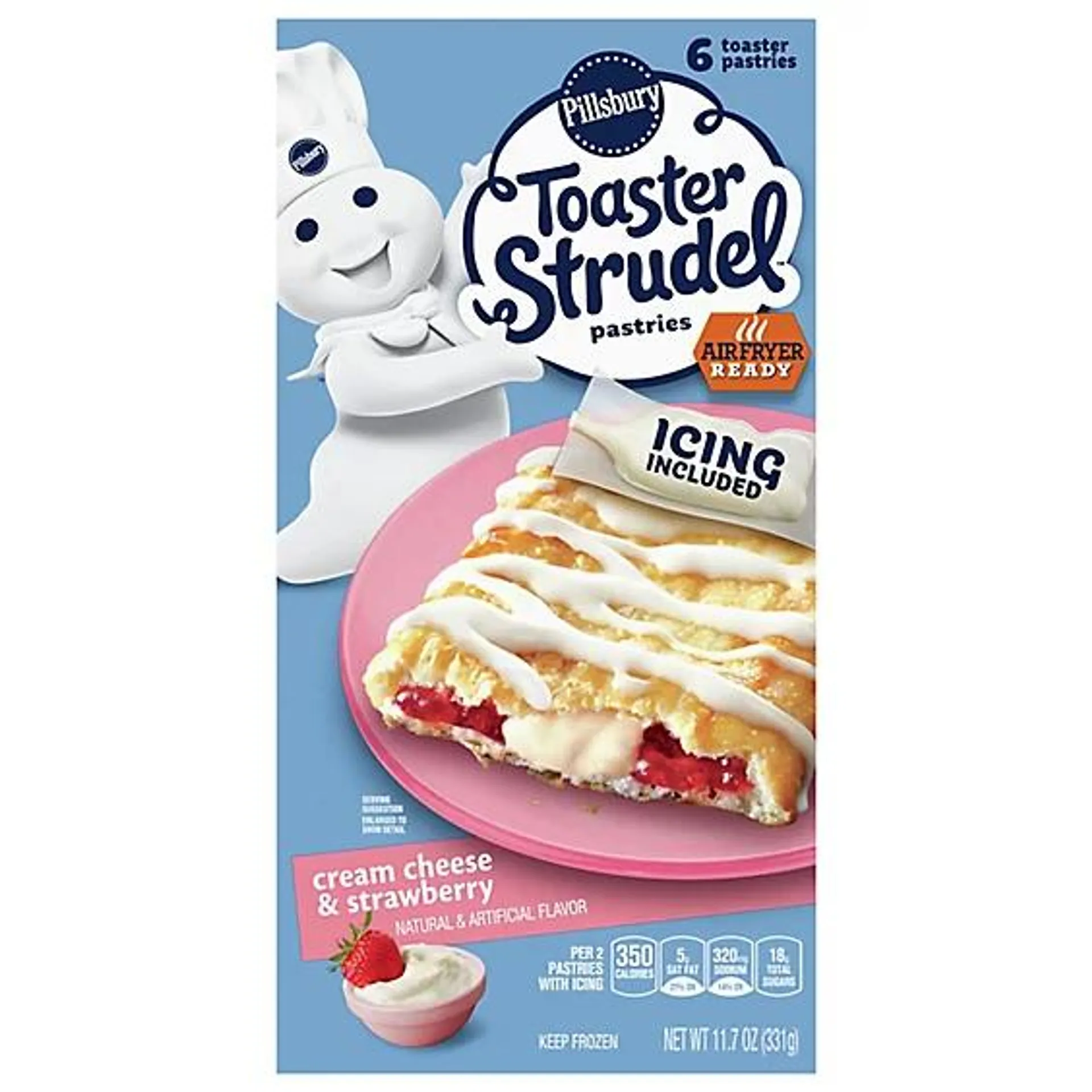 Pillsbury Toaster Strudel Pastries Cream Cheese & Strawberry 6 Count - 11.7 Oz