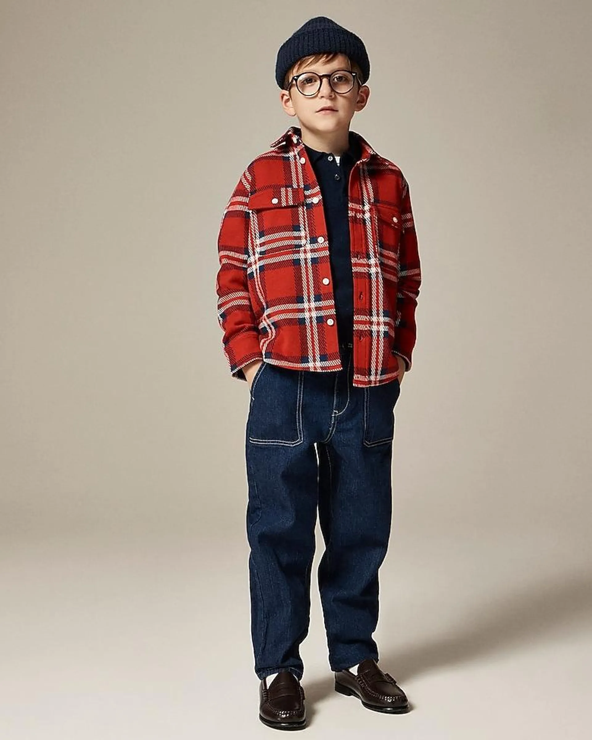 Kids' long-sleeve Seaboard soft-knit shirt in plaid