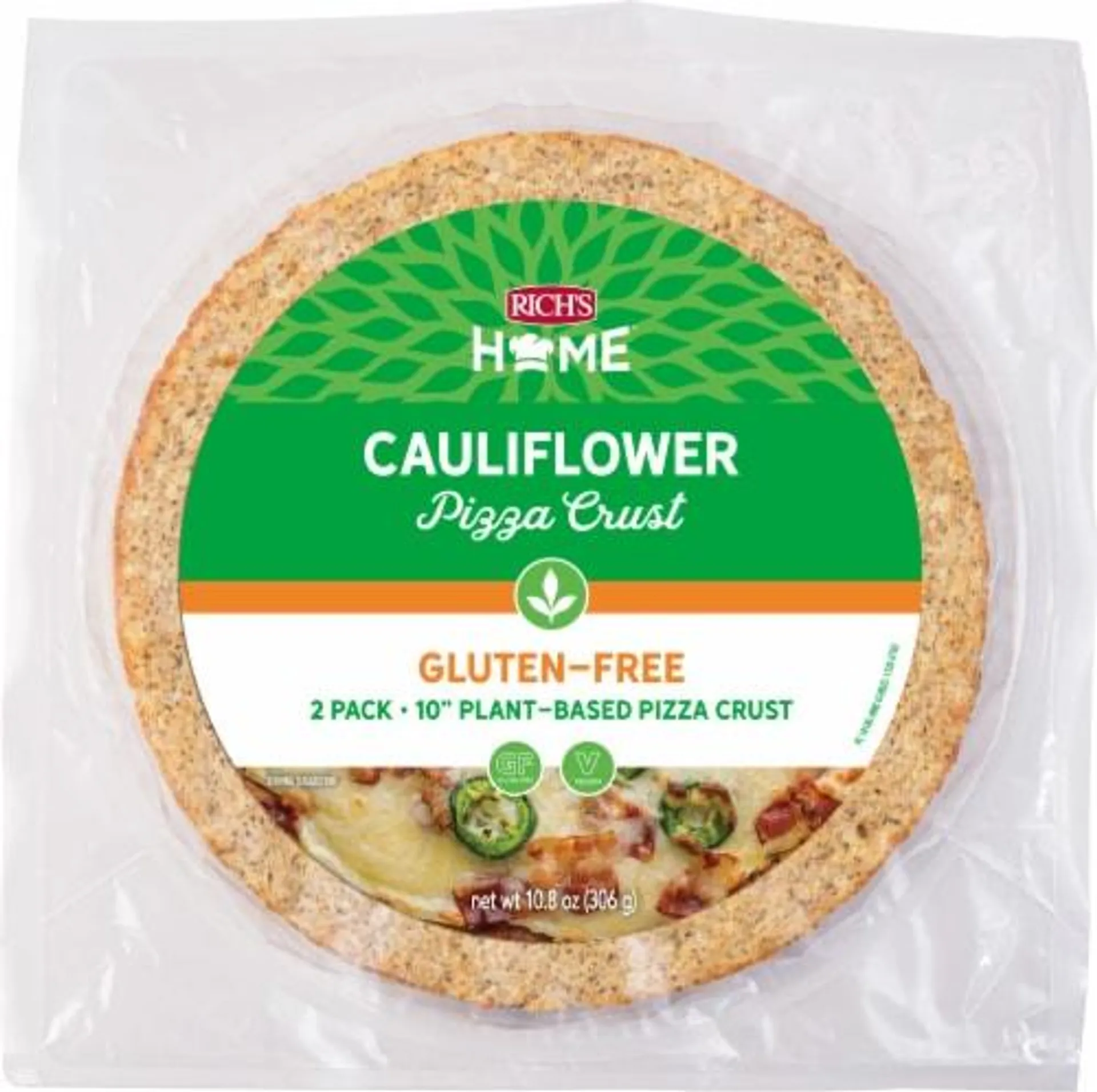 Rich's Home 10" Cauliflower Pizza Crust, Gluten-Free, Vegan, Pack of 6