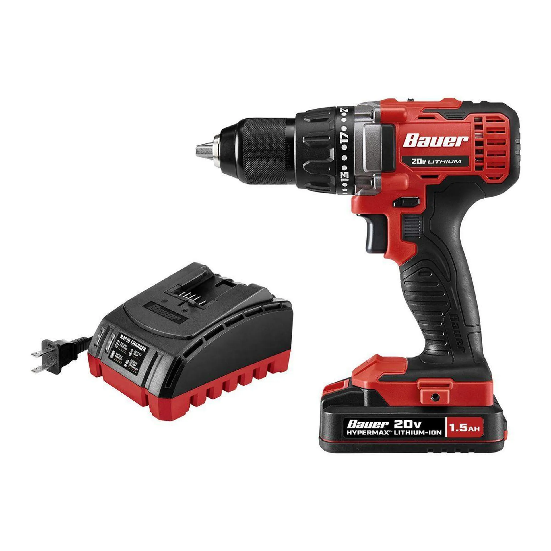 BAUER 20V Cordless 1/2 in. Drill/Driver Kit