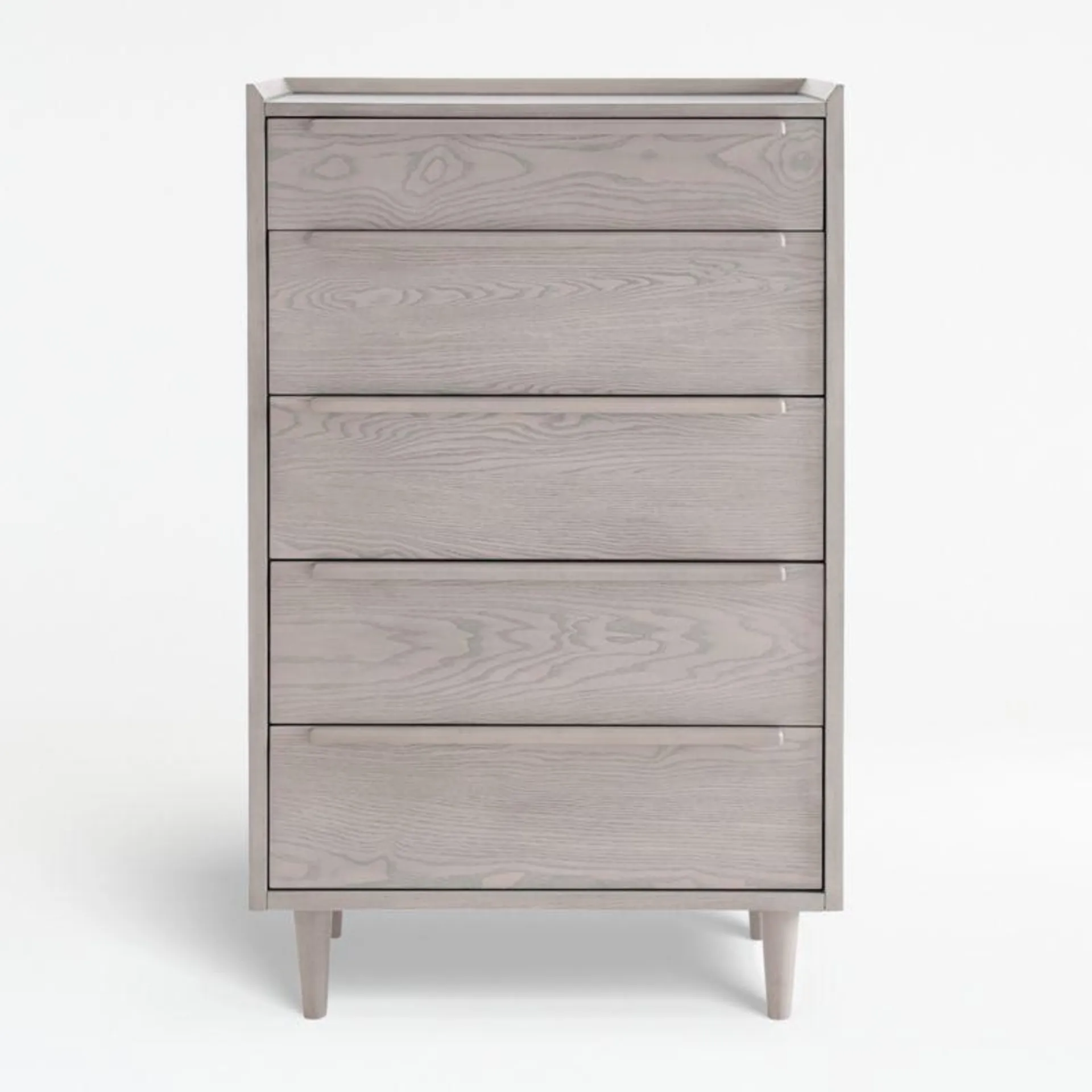 Tate Stone Grey Wood 5-Drawer Chest + Reviews | Crate & Barrel