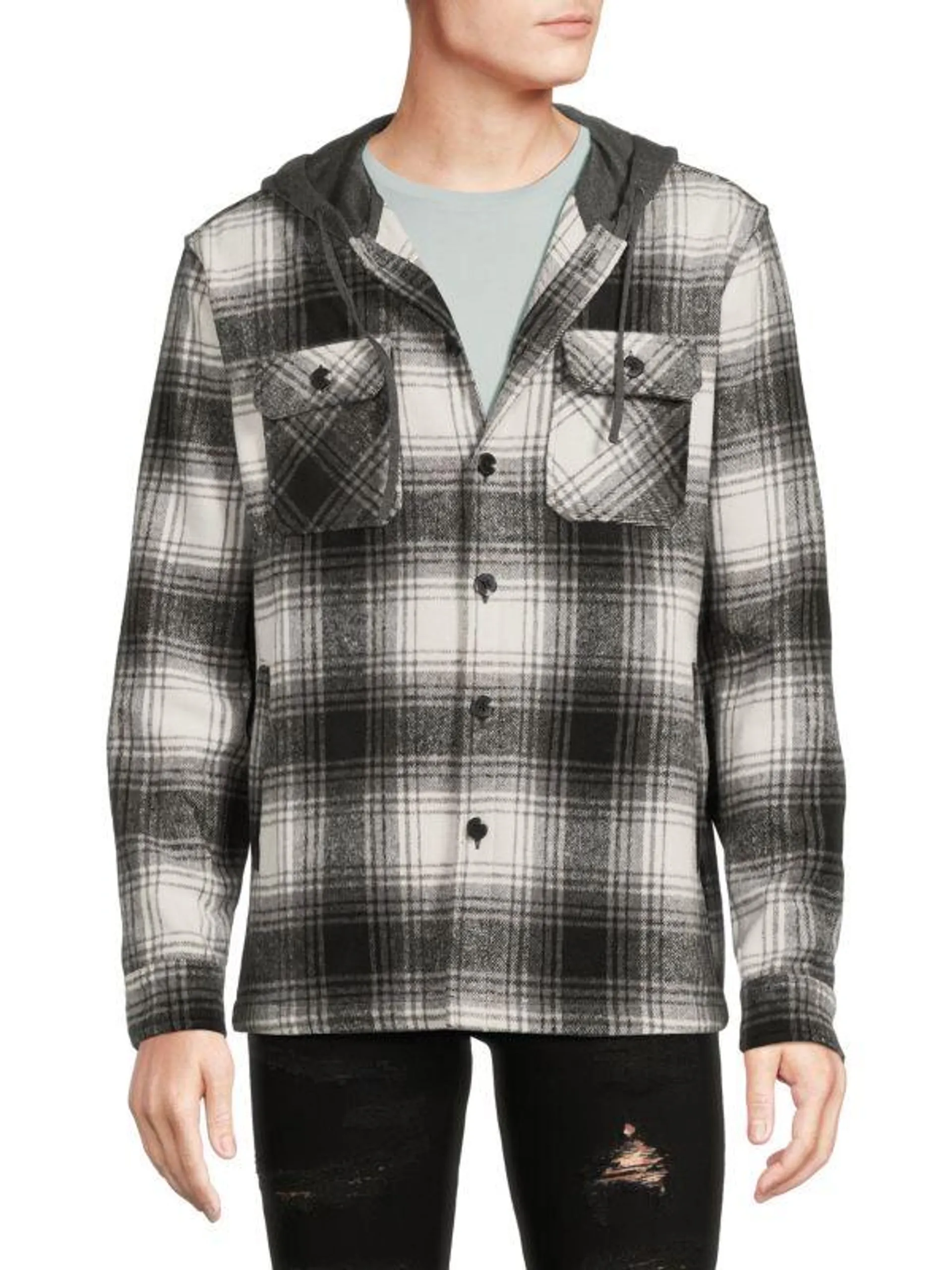 Grundy Plaid Hooded Shirt Jacket