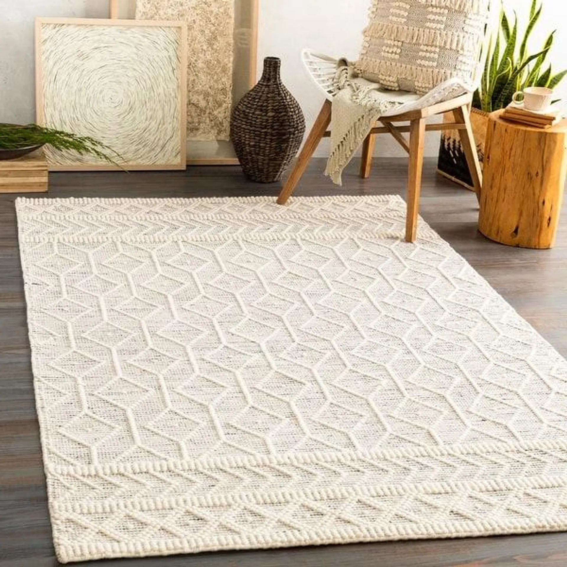 Livabliss Eda Handmade Geo Farmhouse Wool Area Rug