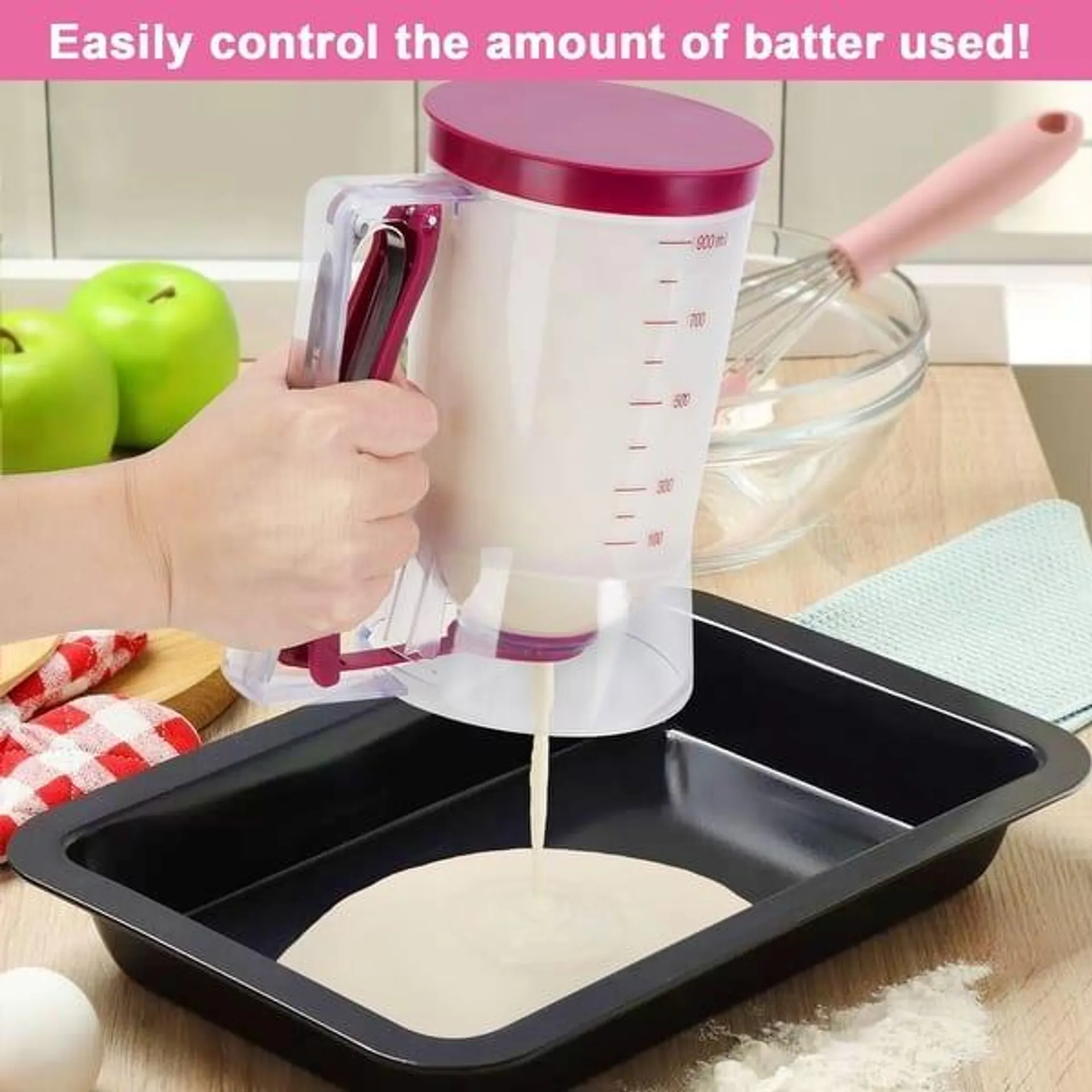 Cup Cake Batter Dispenser for Pancakes Waffles Cupcakes Other Desserts 900ml - 7.09x4.33x7.48"