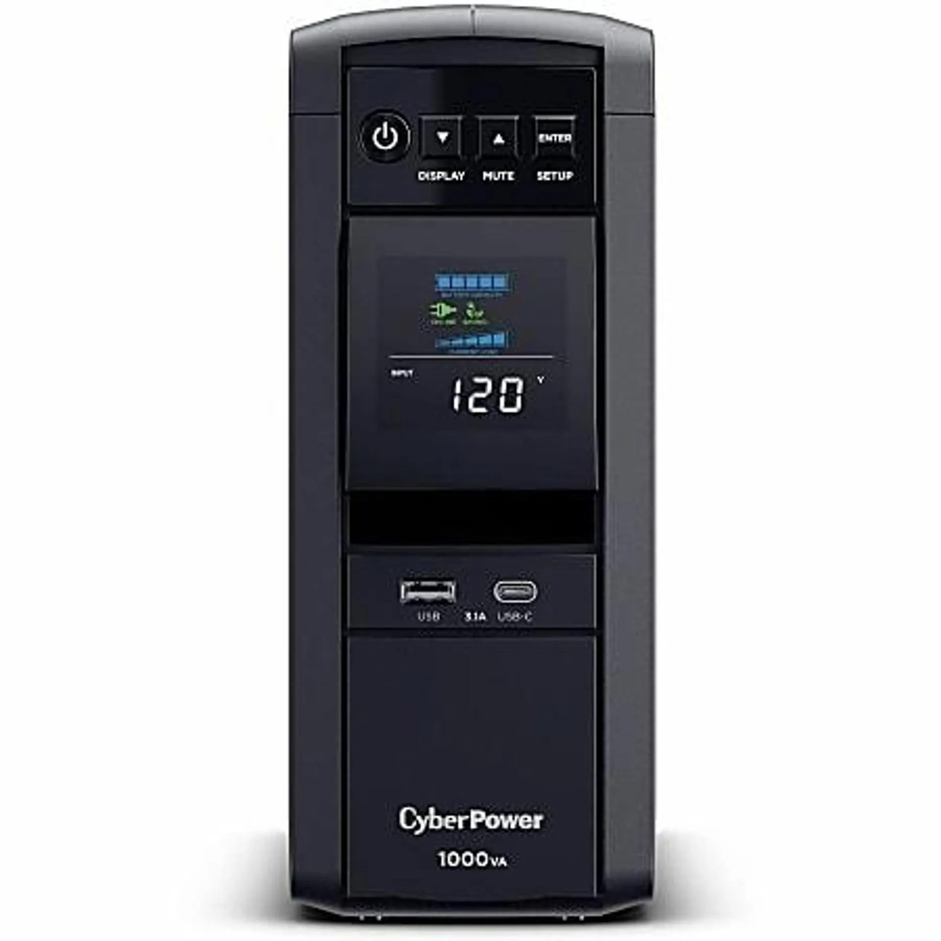 CyberPower PFC SineWave Series CP1000PFCLCD 10-Outlet Uninterruptible Power Supply, 1,000VA/600 Watts