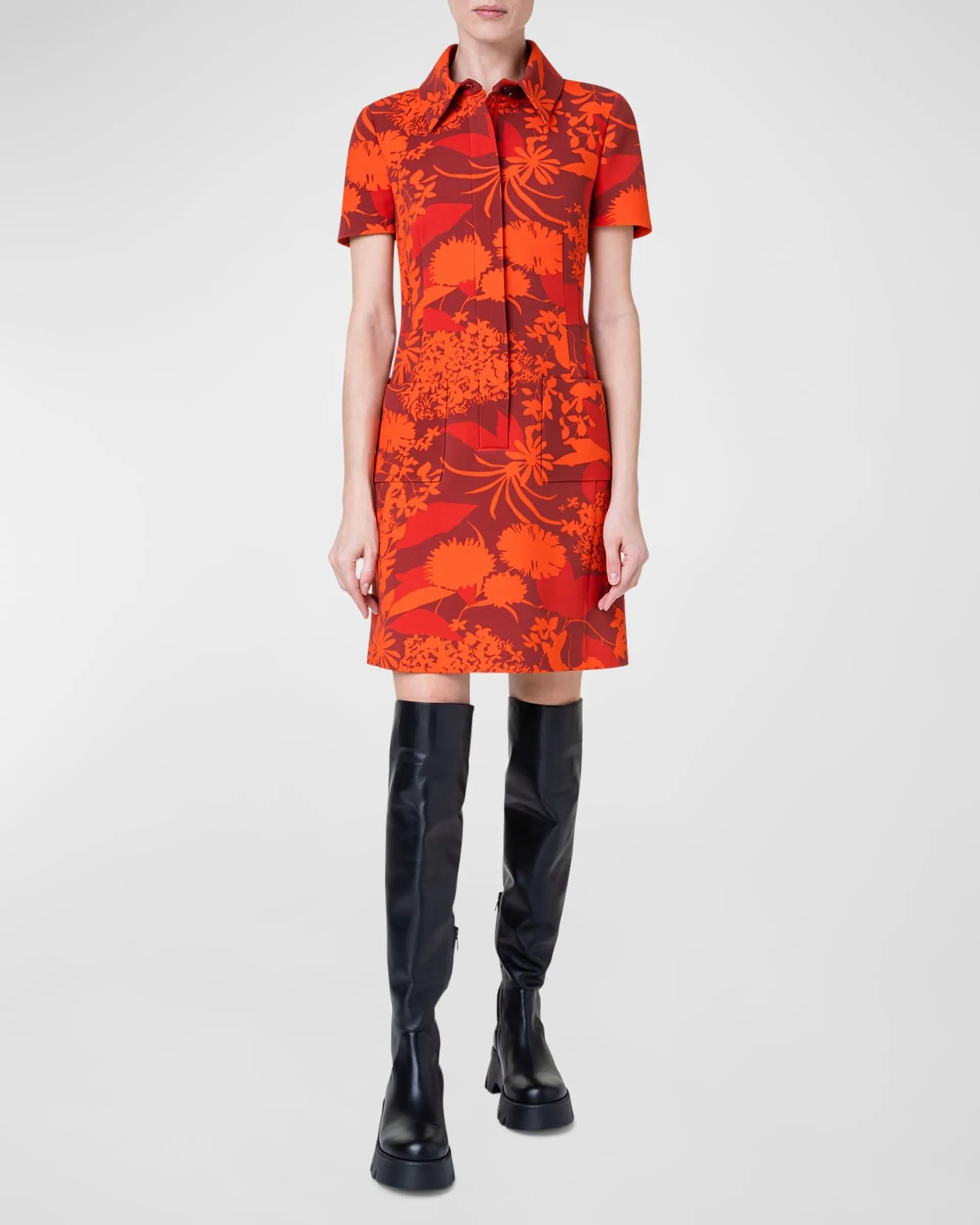 Abraham Flower Print Wool Shirtdress