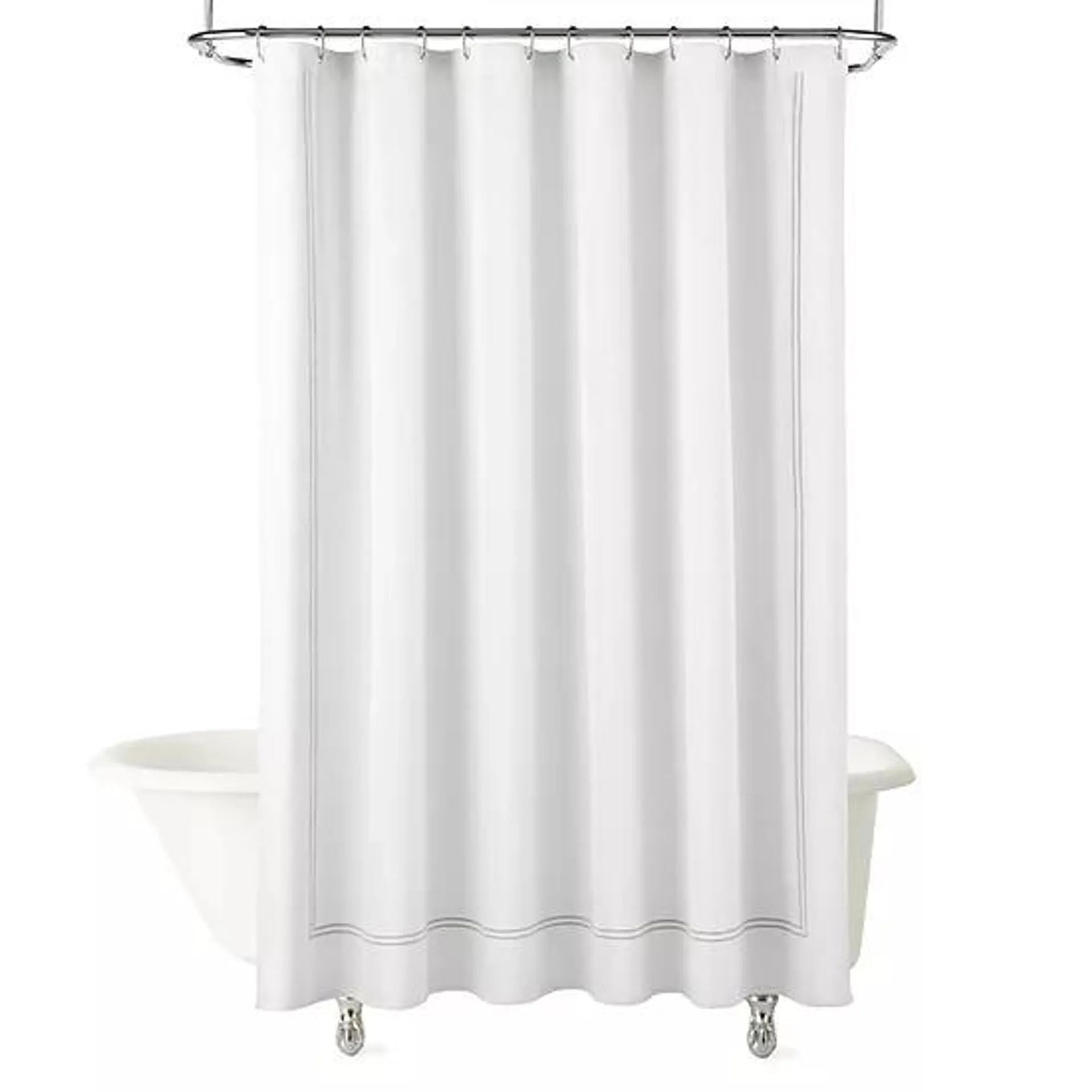 Fieldcrest Border Stripe Silver Shower Curtain