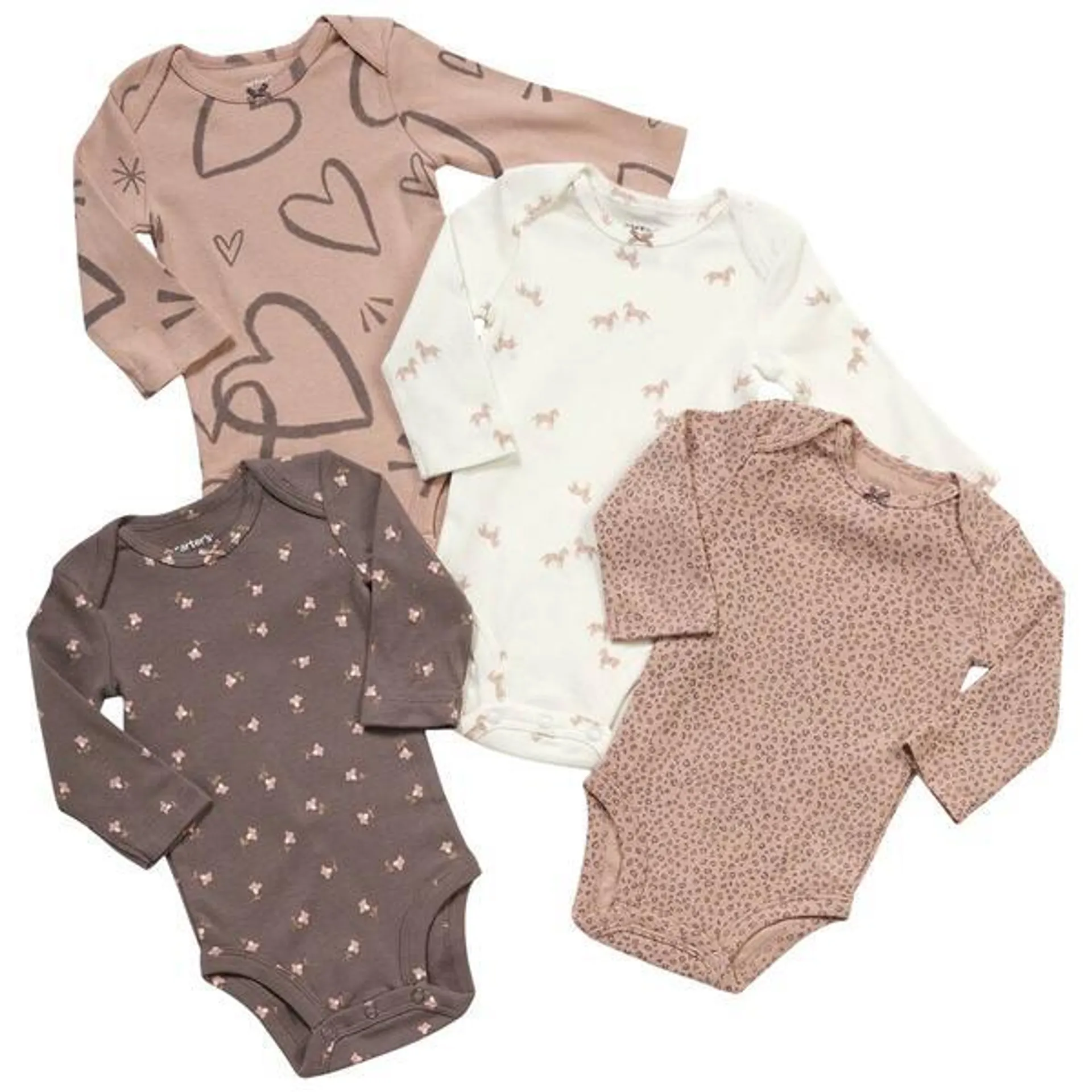 Baby Girl (NB-24M) Carter’s® 4pk. Long Sleeve Heart Bodysuits