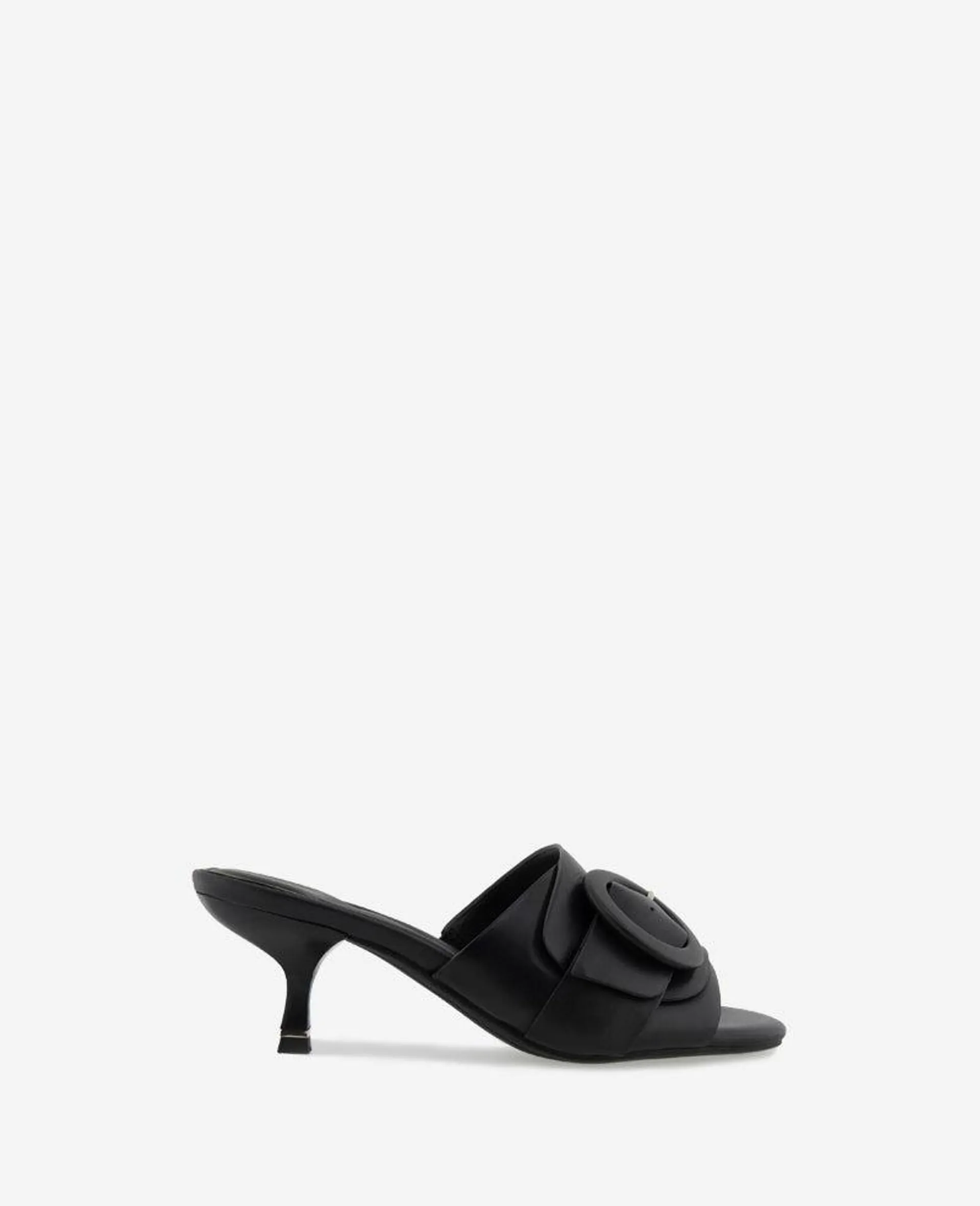 Valentina Leather Kitten Heel Slide Sandal